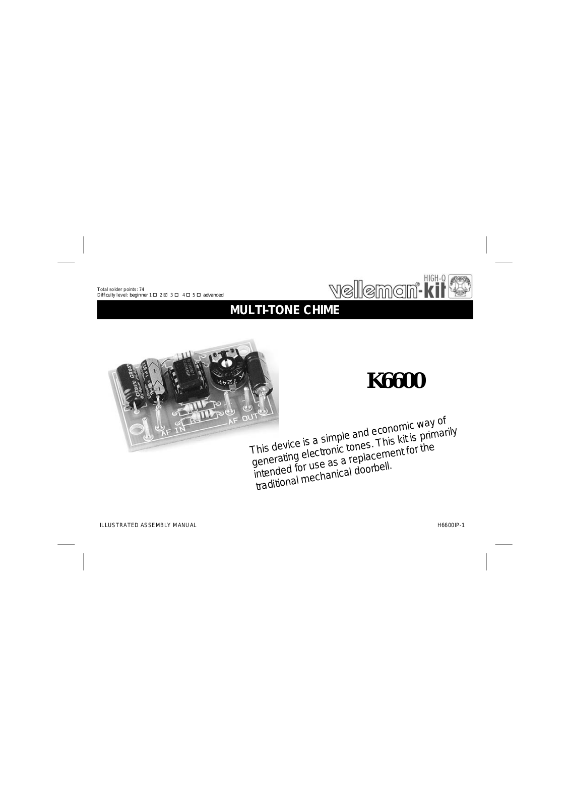 Velleman K6600 Assembly Manual