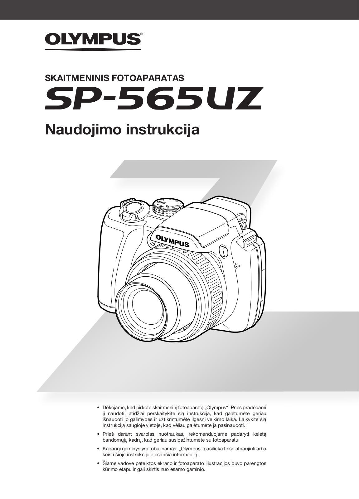 OLYMPUS SP-565 UZ User Manual