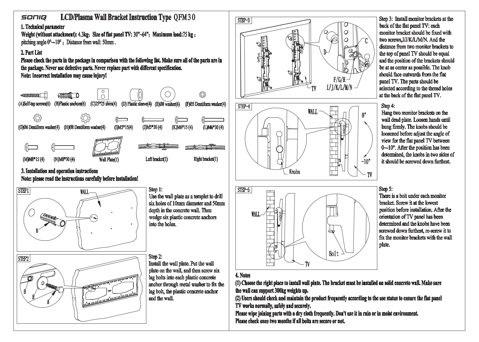 SONIQ QFM30 Instruction Manual