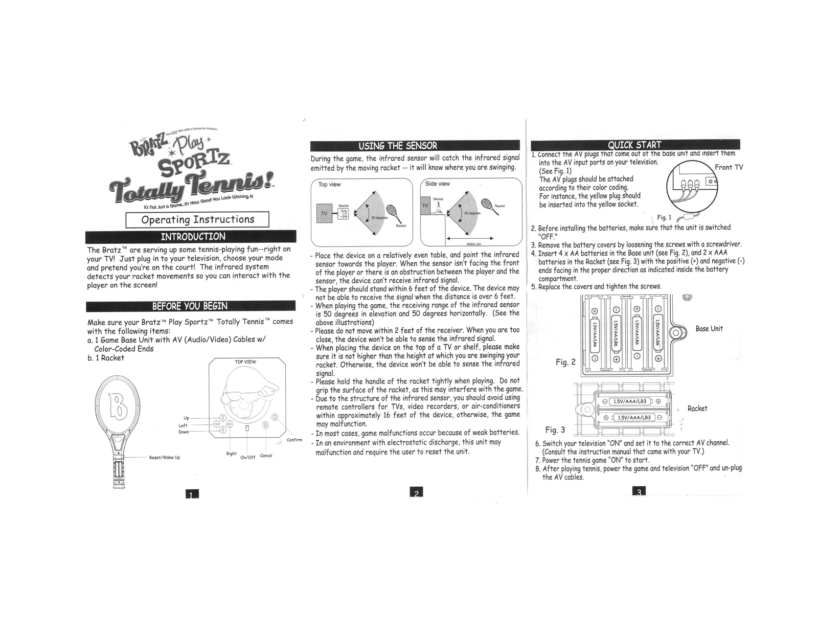 Mga Entertainment BRATZ TV TOTALLY TENNIS 1-3 User Manual