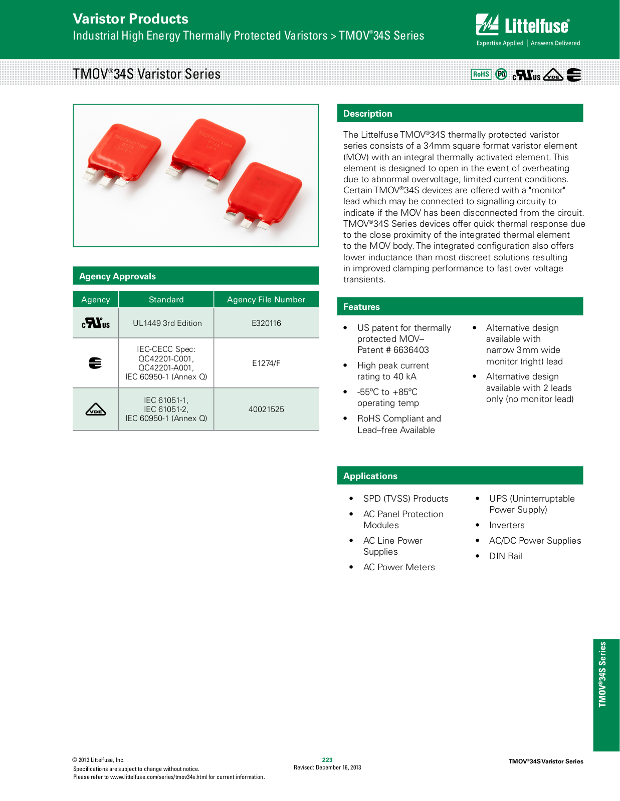 Littelfuse TMOV 34S User Manual