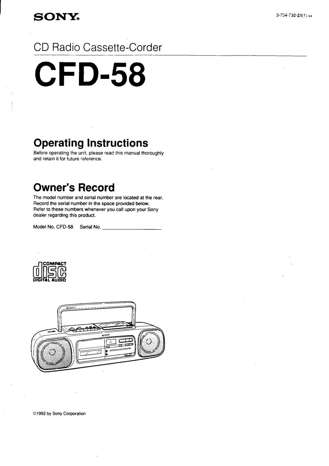 Sony CFD-58 User Manual