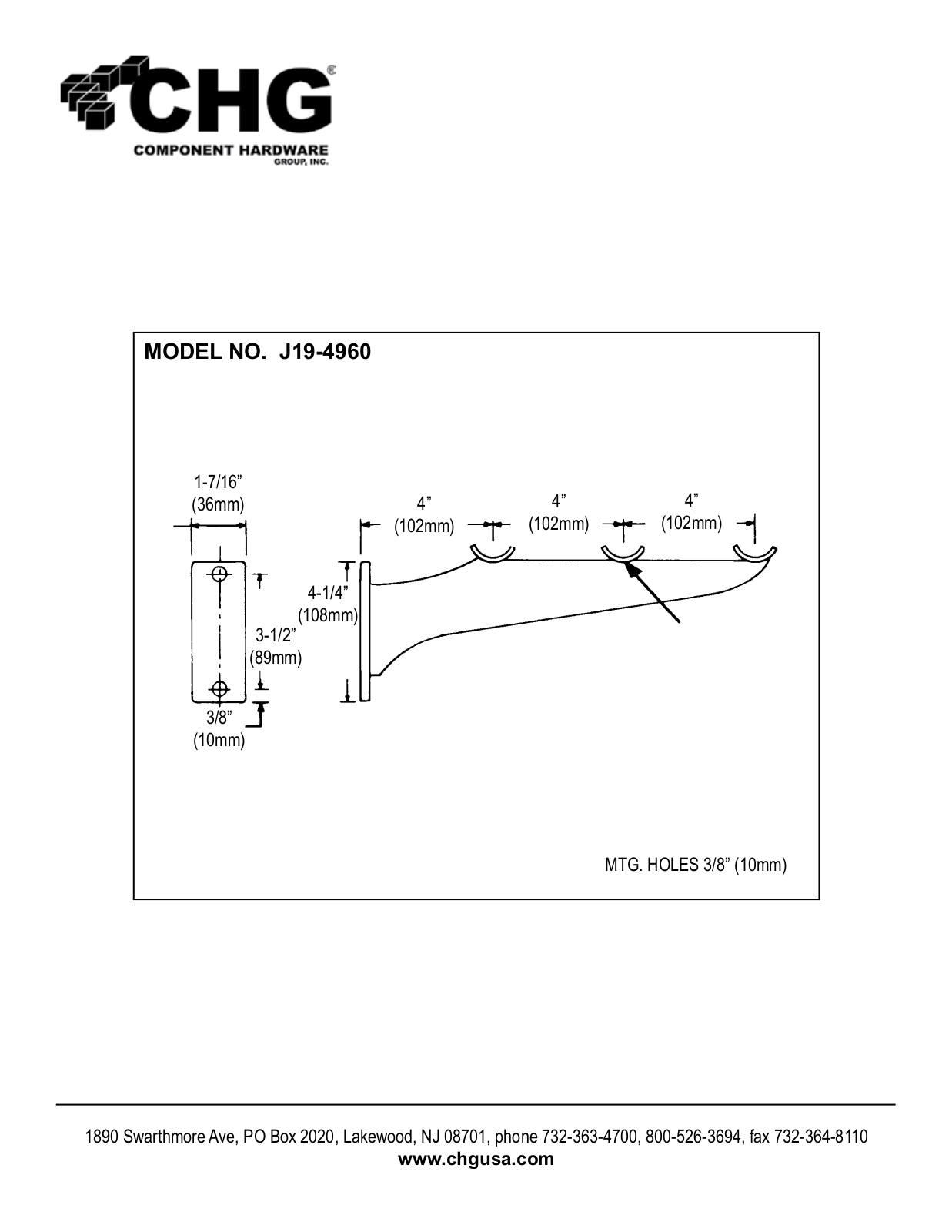 Component Hardware J19-4960 User Manual