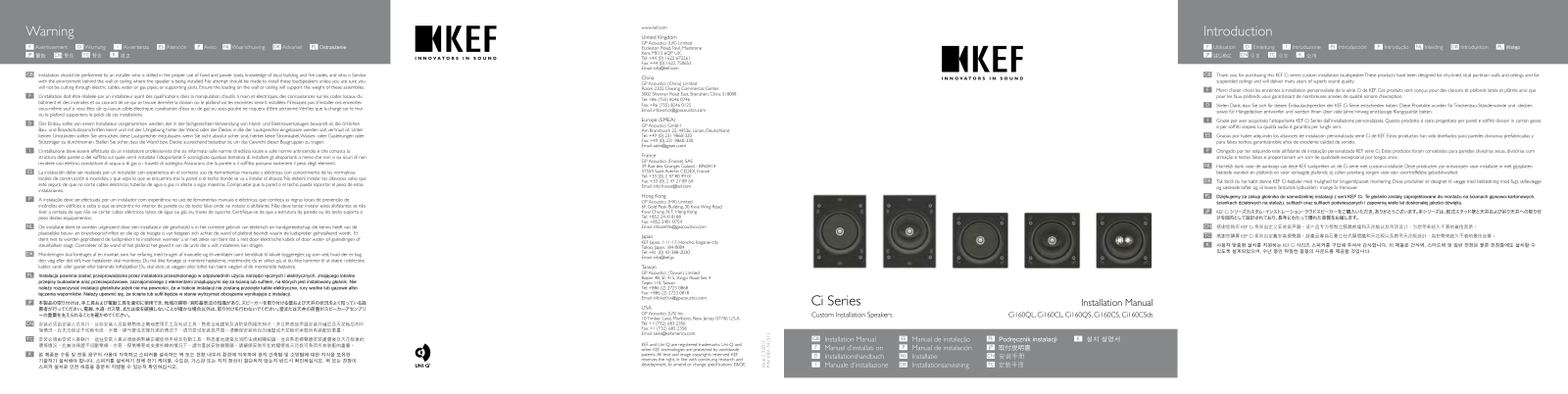 Kef CI160QS, CI160CS, CI160CL, CI160CSDS, CI160QL User Manual