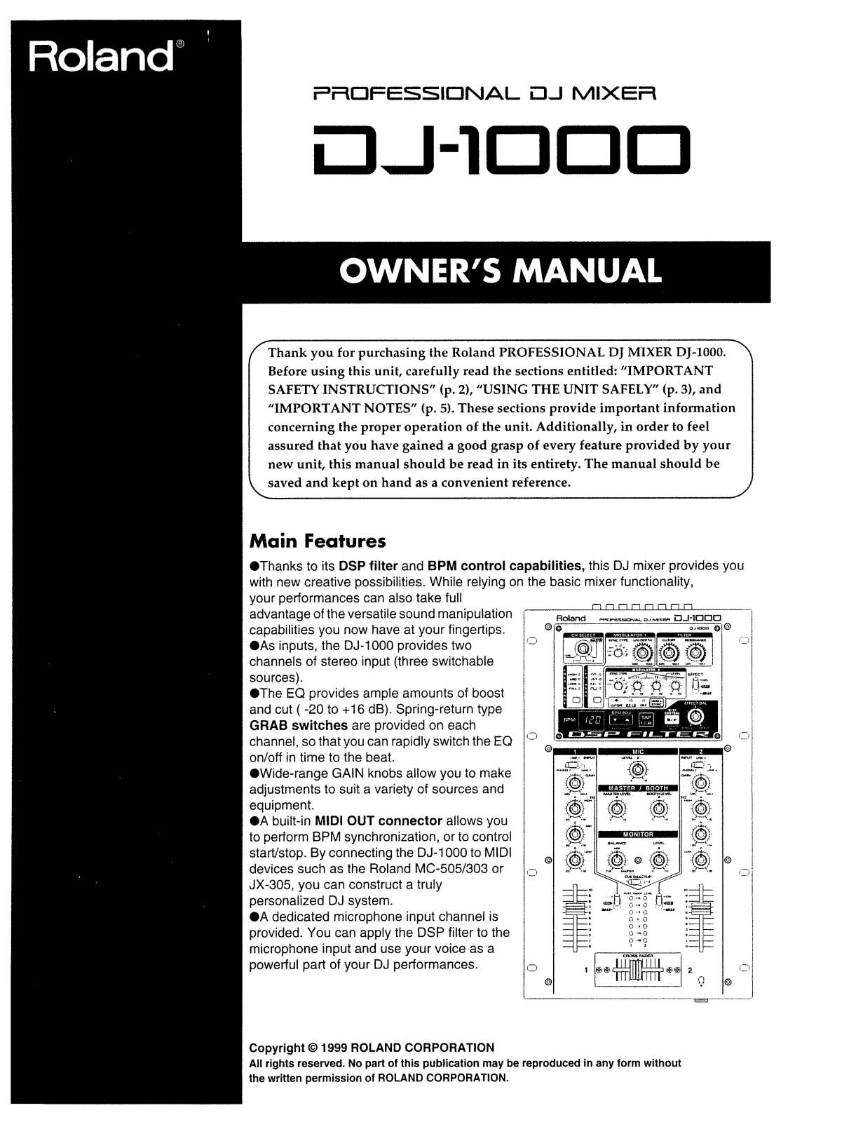 Roland Corporation DJ-1000 Owner's Manual