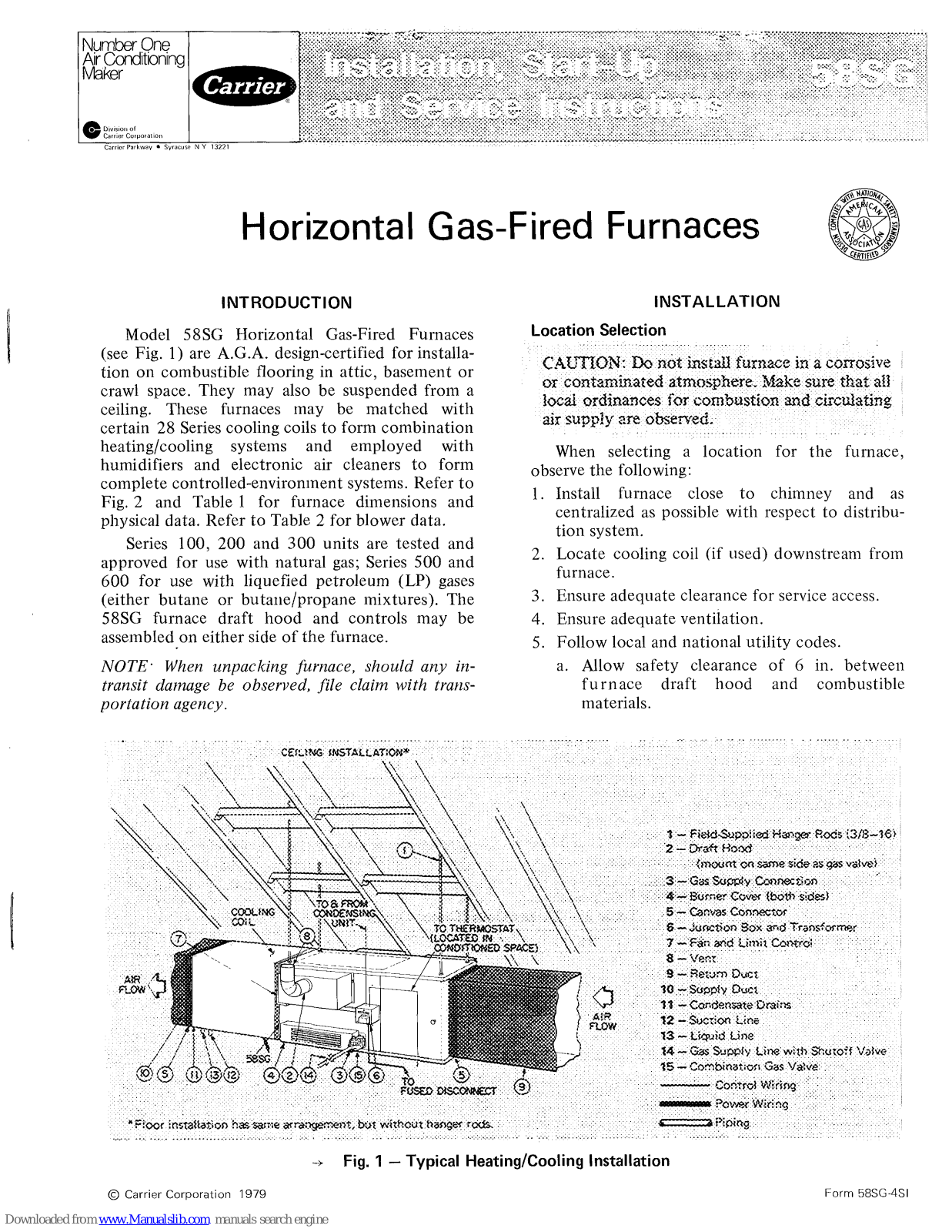 Carrier 58SG, 58SG060, 58SG080, 58SG100, 58SG120 Installation, Start-up And Service Instructions Manual - ManualMachine.com