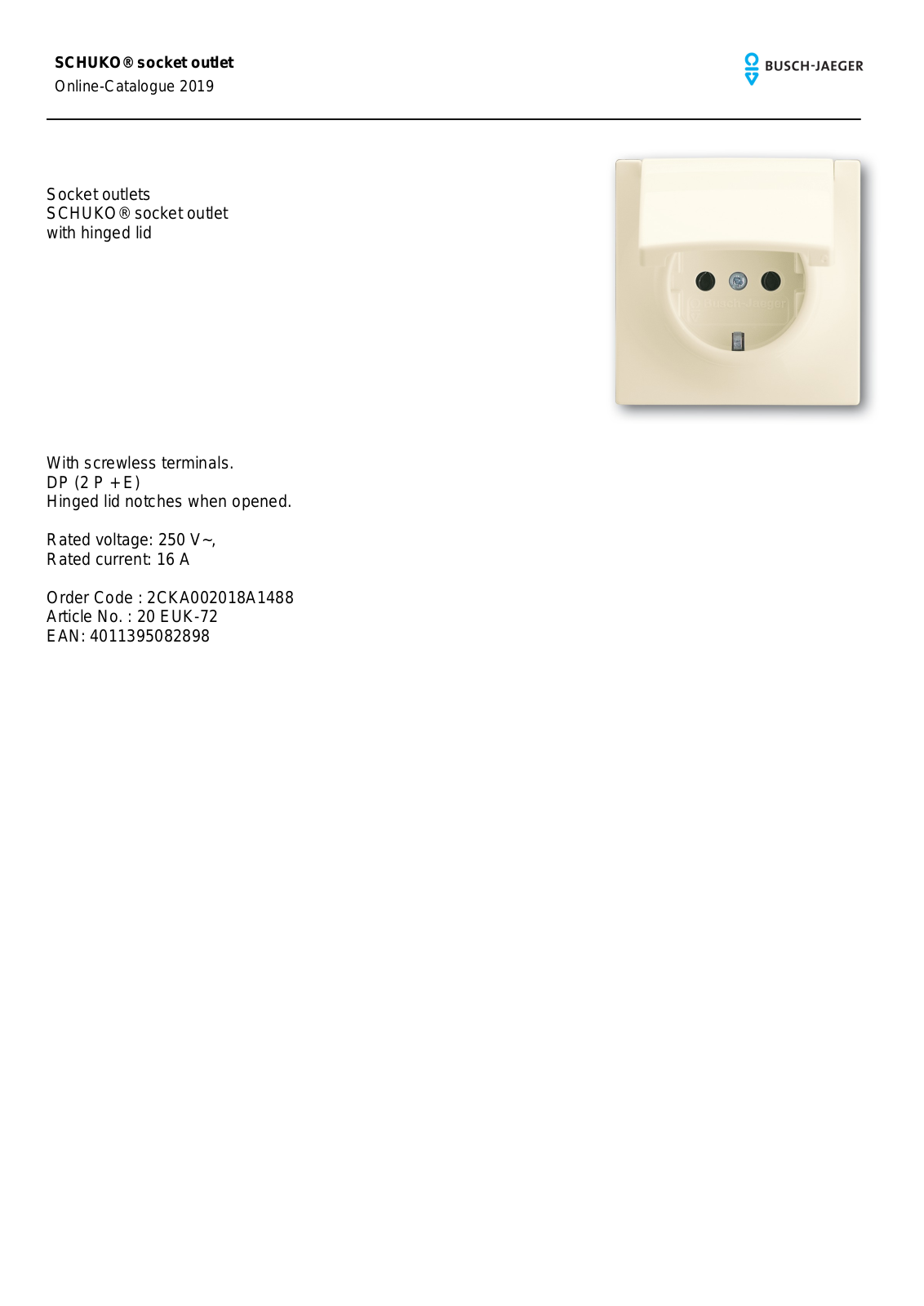 Busch-Jaeger 20 EUK-72 User Manual - ManualMachine.com