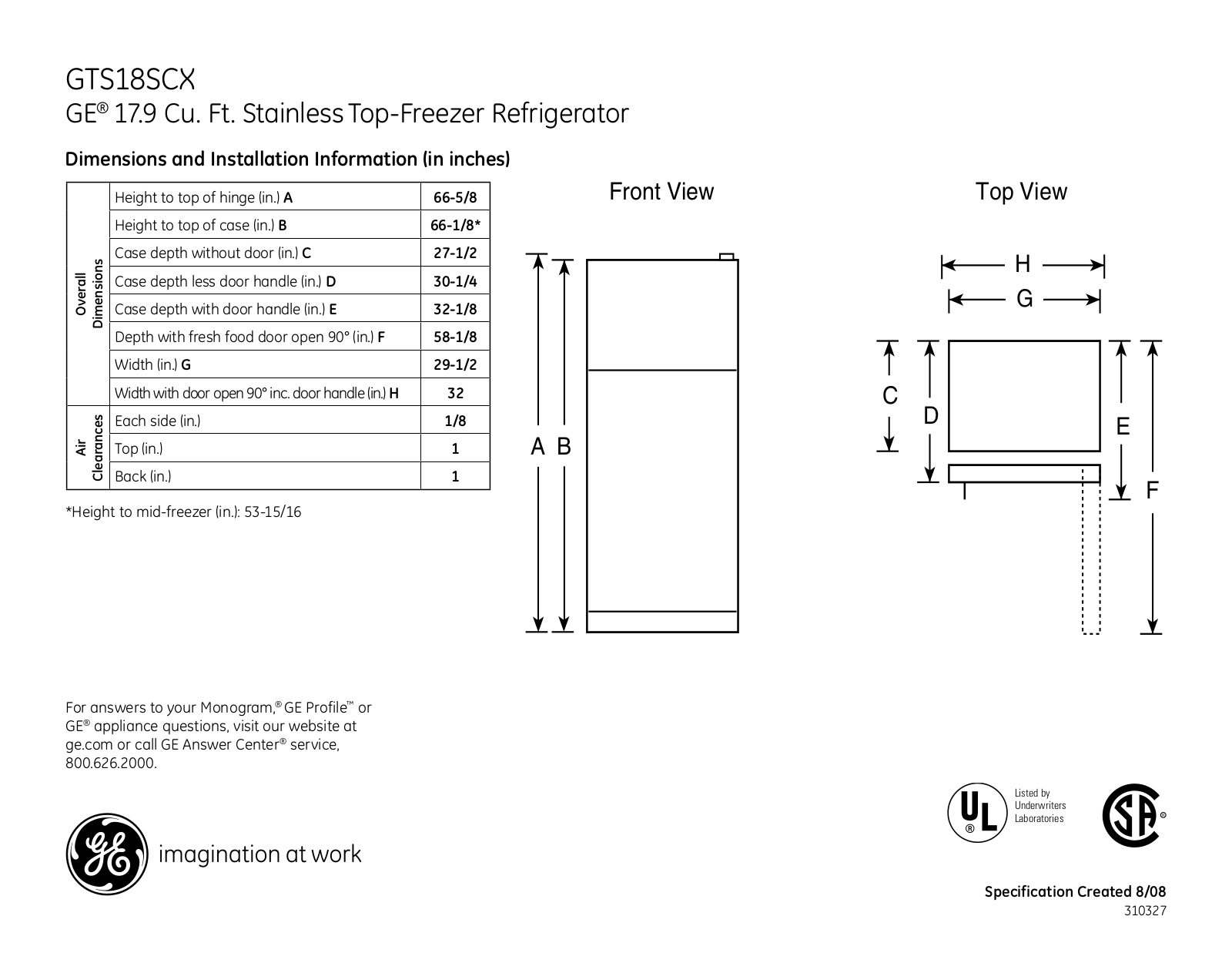 GE GTS18SCX User Manual