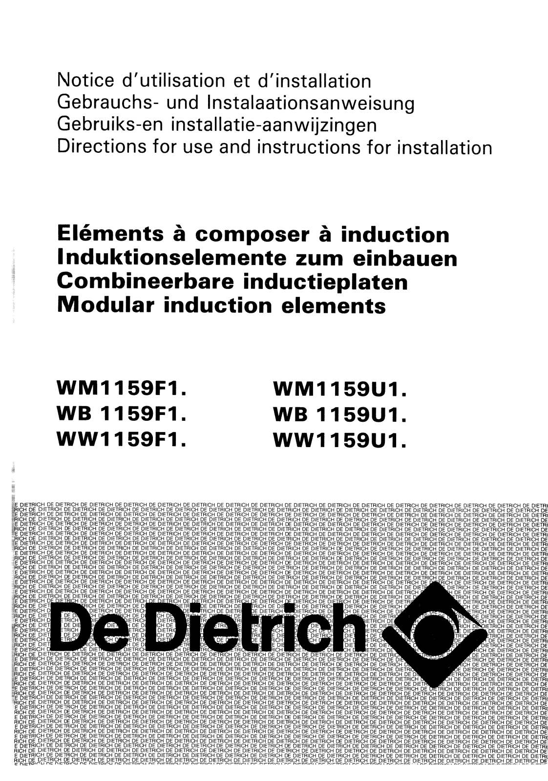 De dietrich WM1159F1, WW1159F1, WM1159U1, WW1159U1 User Manual