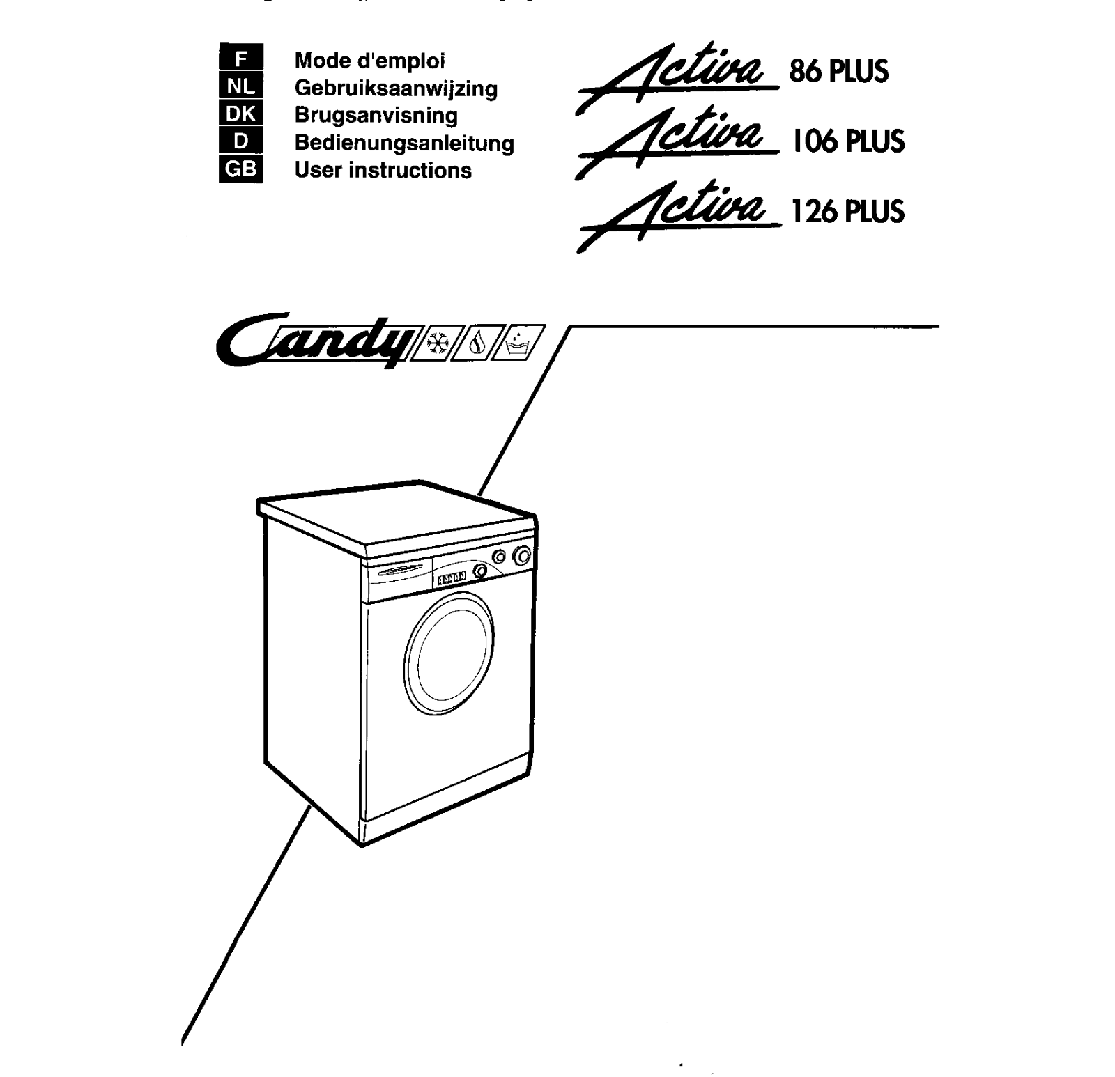 CANDY ACTIVA 106 PLUS, ACTIVA 126 PLUS, ACTIVA 86 PLUS User Manual