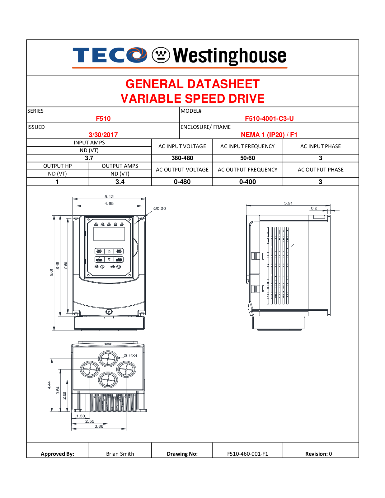 Teco F510-4001-C3-U Data Sheet