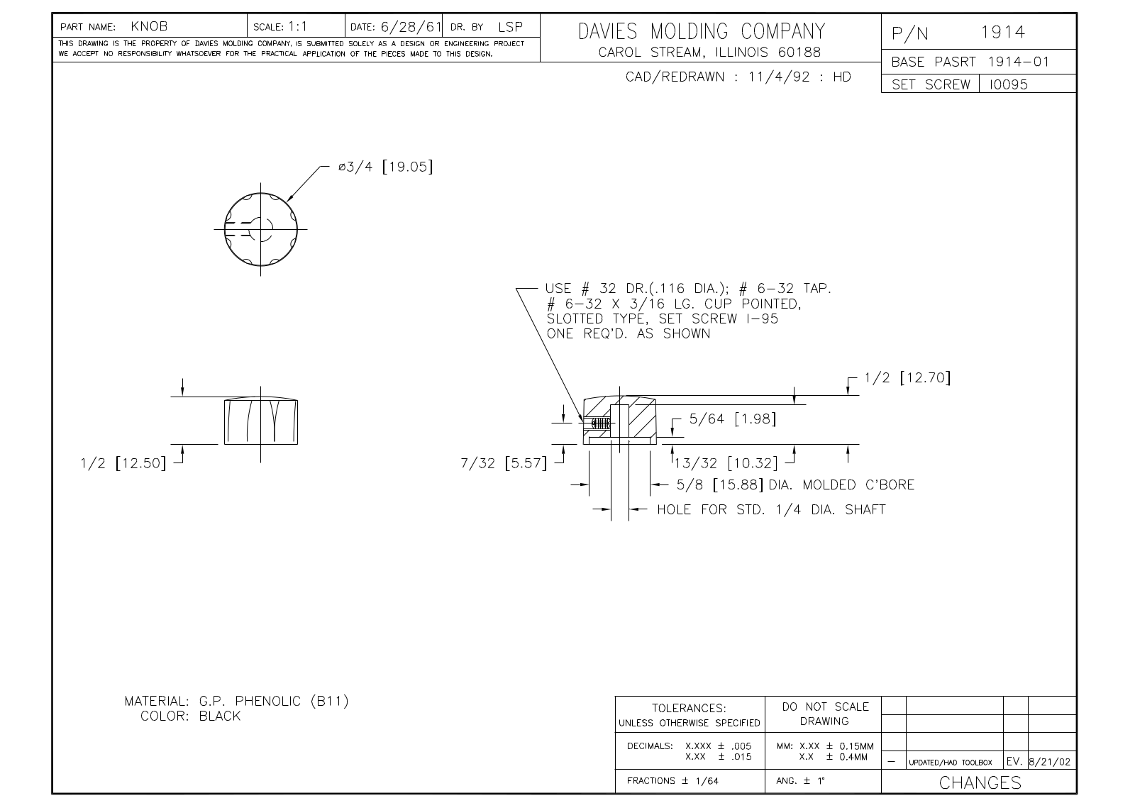 Davies Molding 1914 Reference Drawing