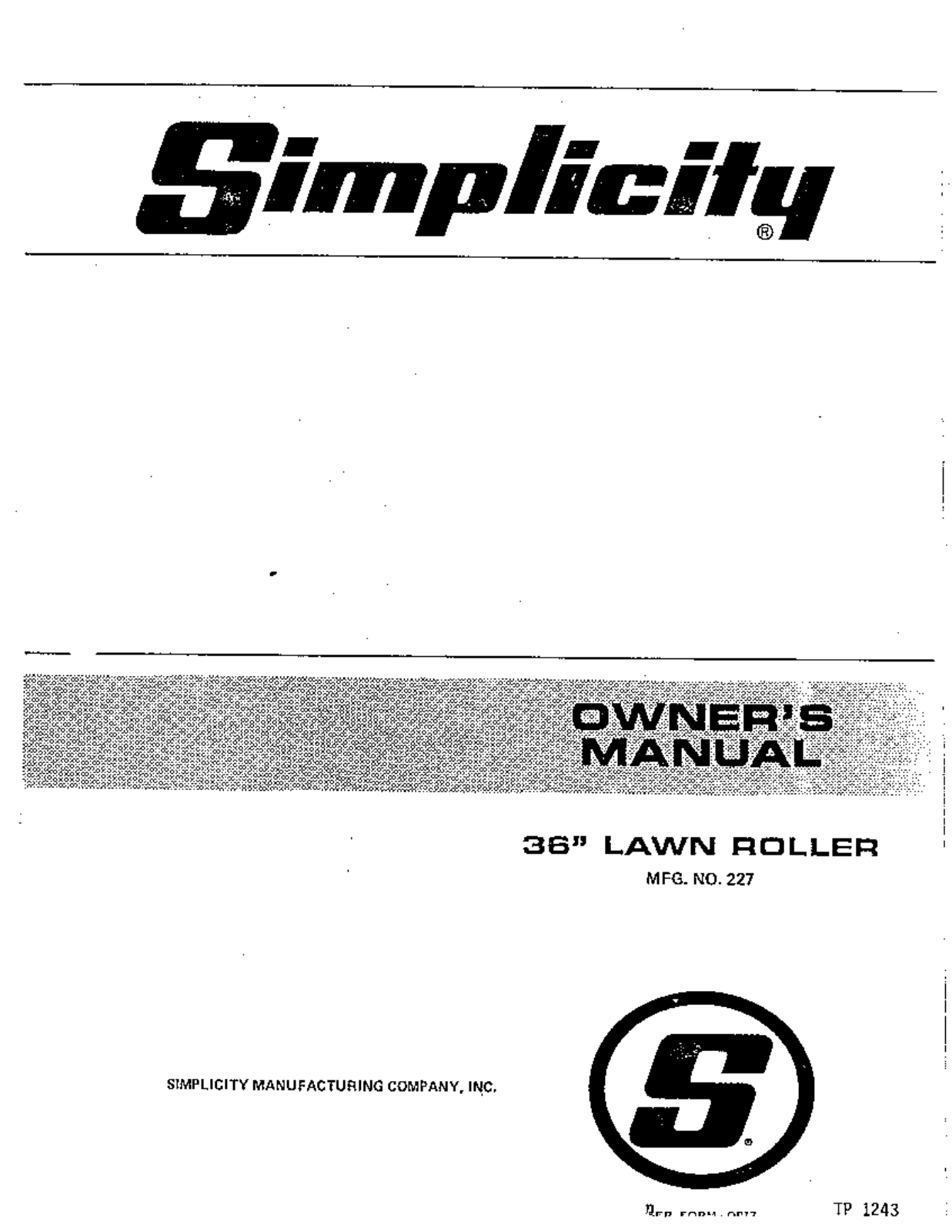 Simplicity 227 User Manual