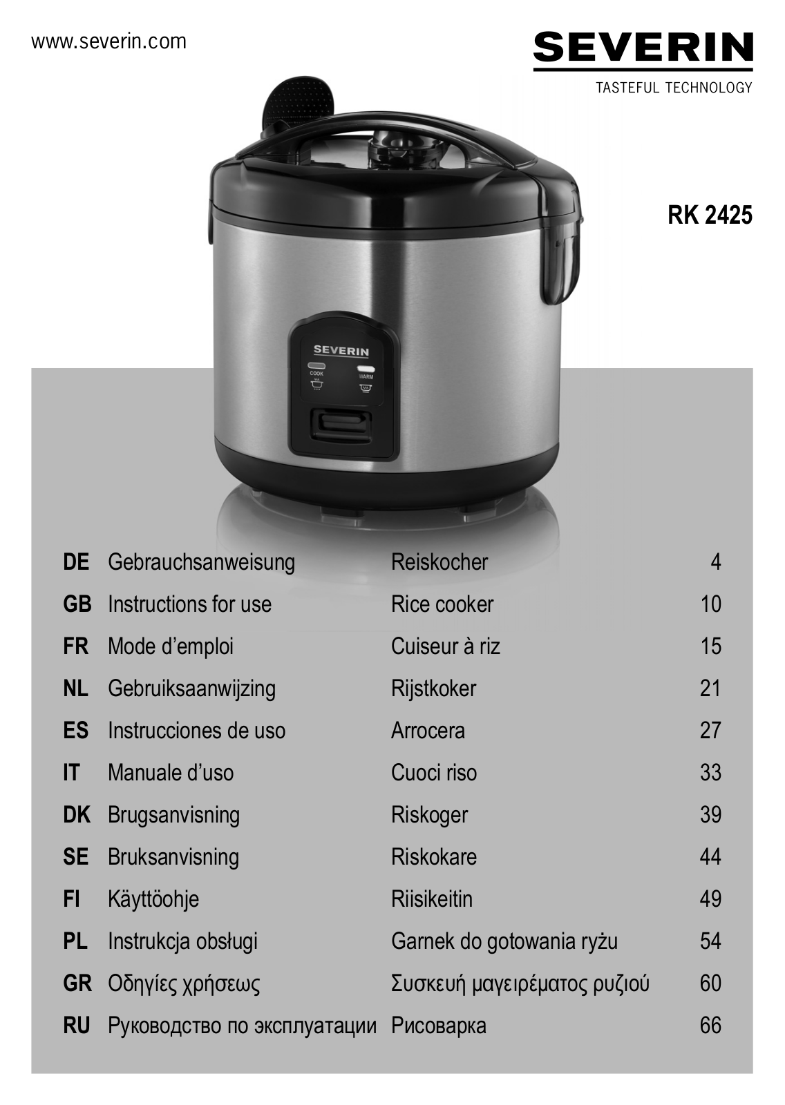 Severin RK 2425 operation manual