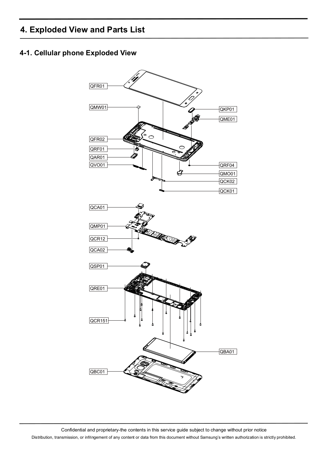 Samsung Galaxy J5 2016, SM-J510FN Exploded-View