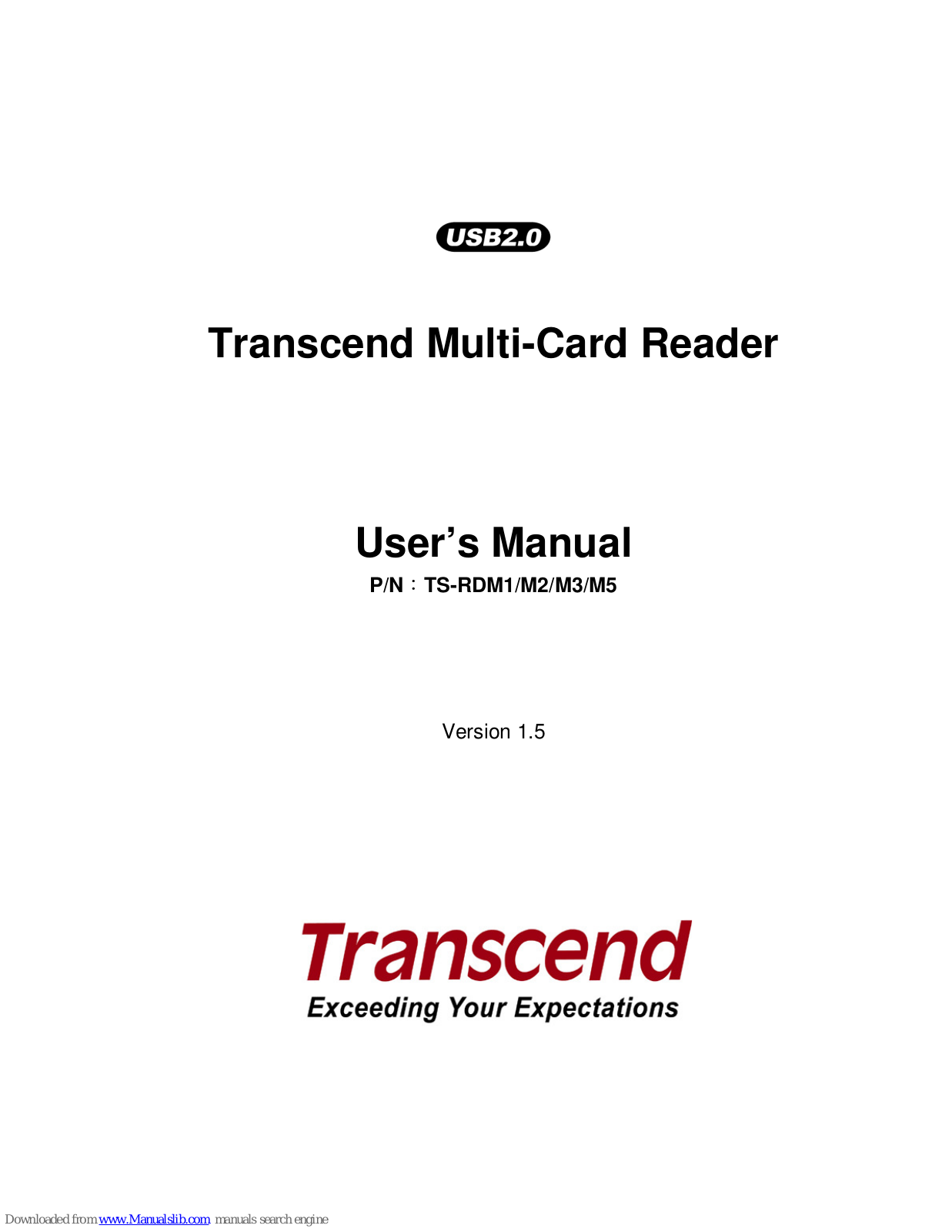 Transcend TS-RDM1, TS-RDM2, TS-RDM3, TS-RDM4, TS-RDM5 User Manual