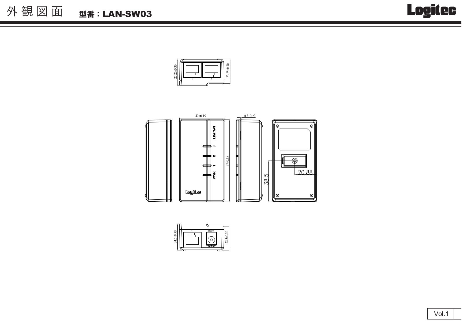 ELECOM Logitec LAN-SW03 Drawing