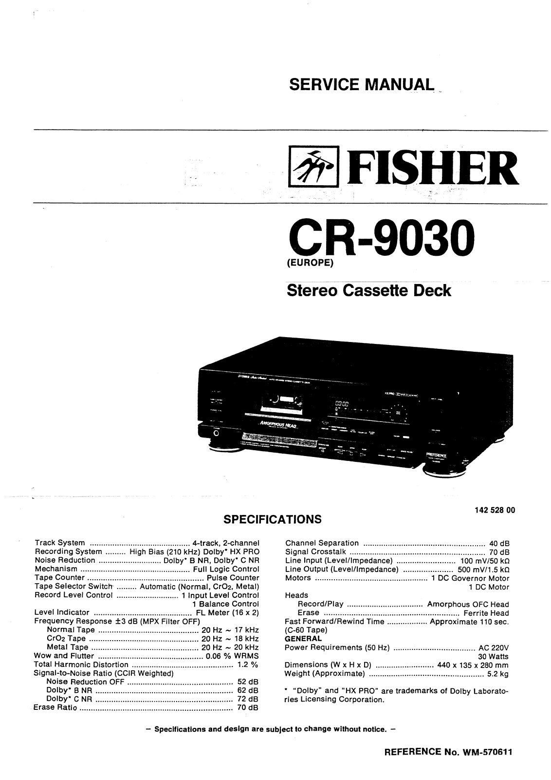 Fisher CR-9030 Service manual