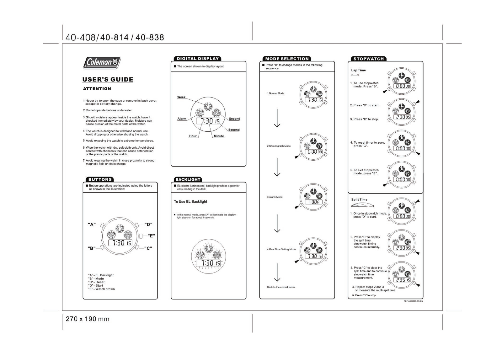 Coleman 40-814, 40-838 User Manual