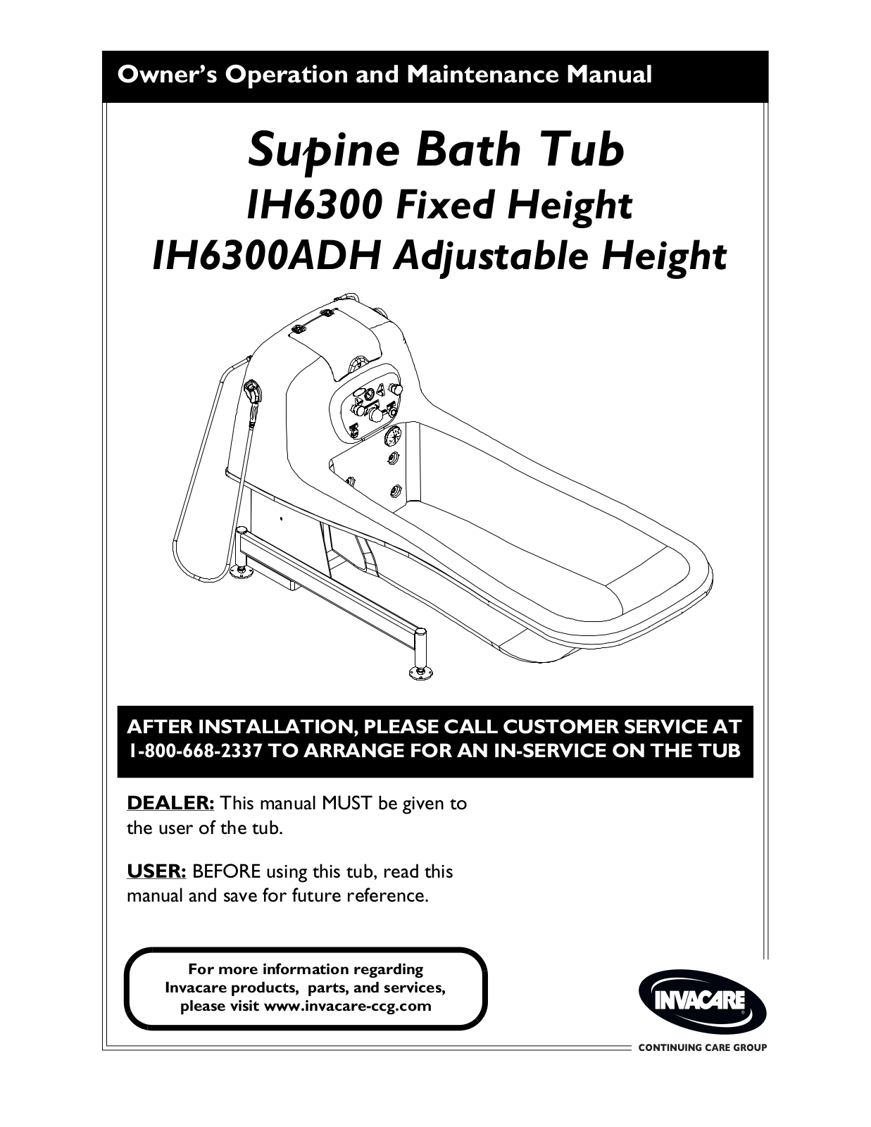 Invacare IH6300, IH6300ADH User Manual