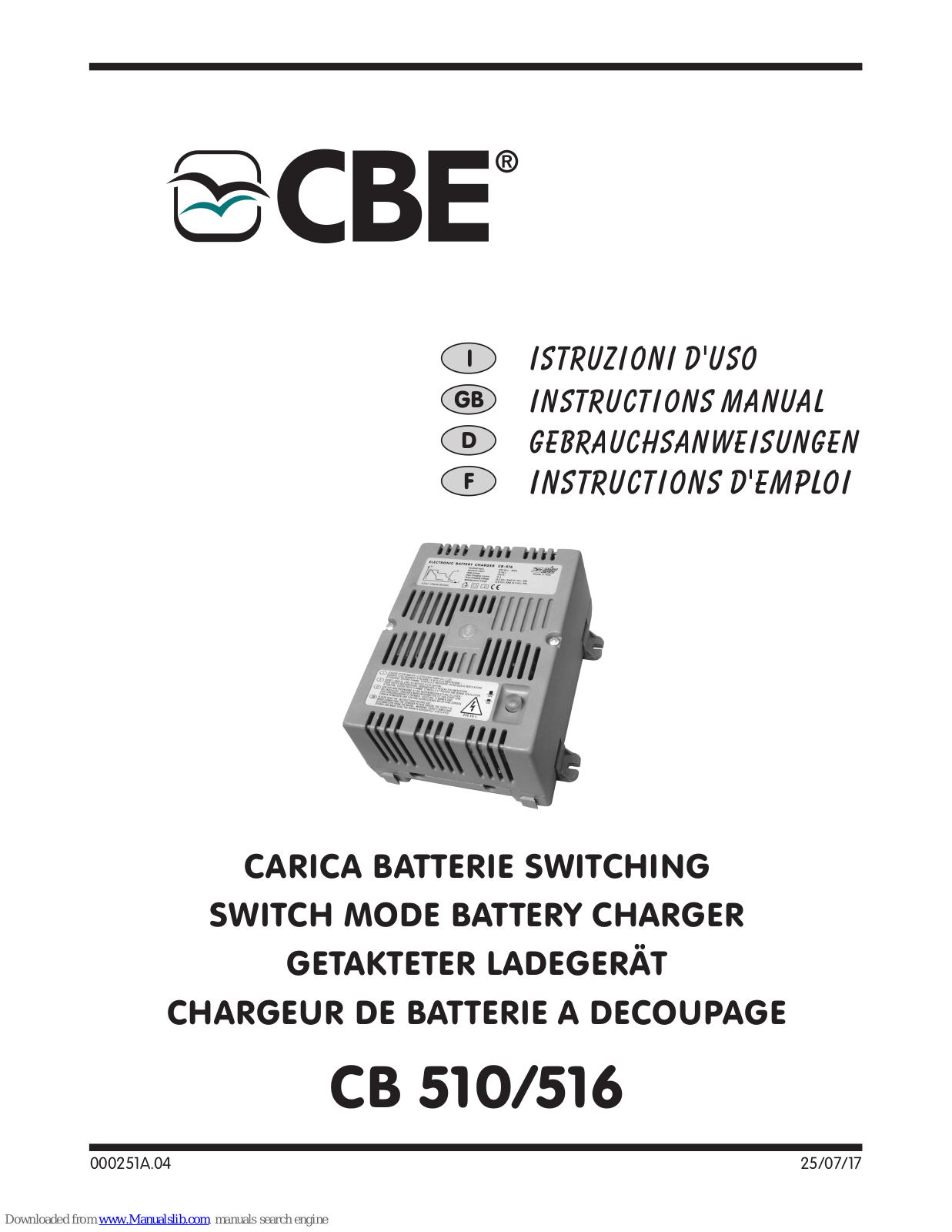 CBE CB 516, CB-516/24V, CB-522 Instruction Manual - ManualMachine.com
