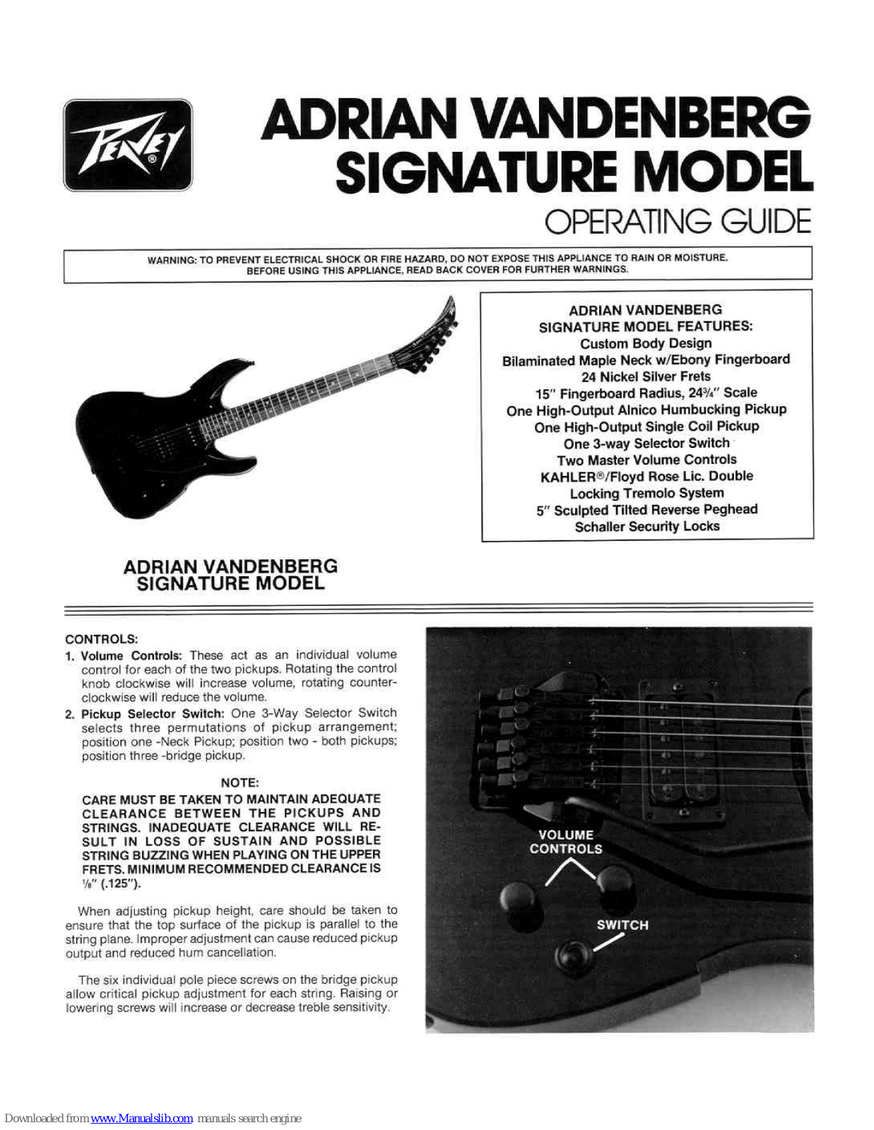 Peavey Adrain Vandenburg Signature Operating Manual