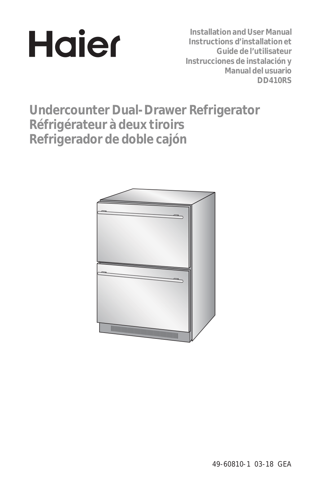 Haier DD410RS Installation