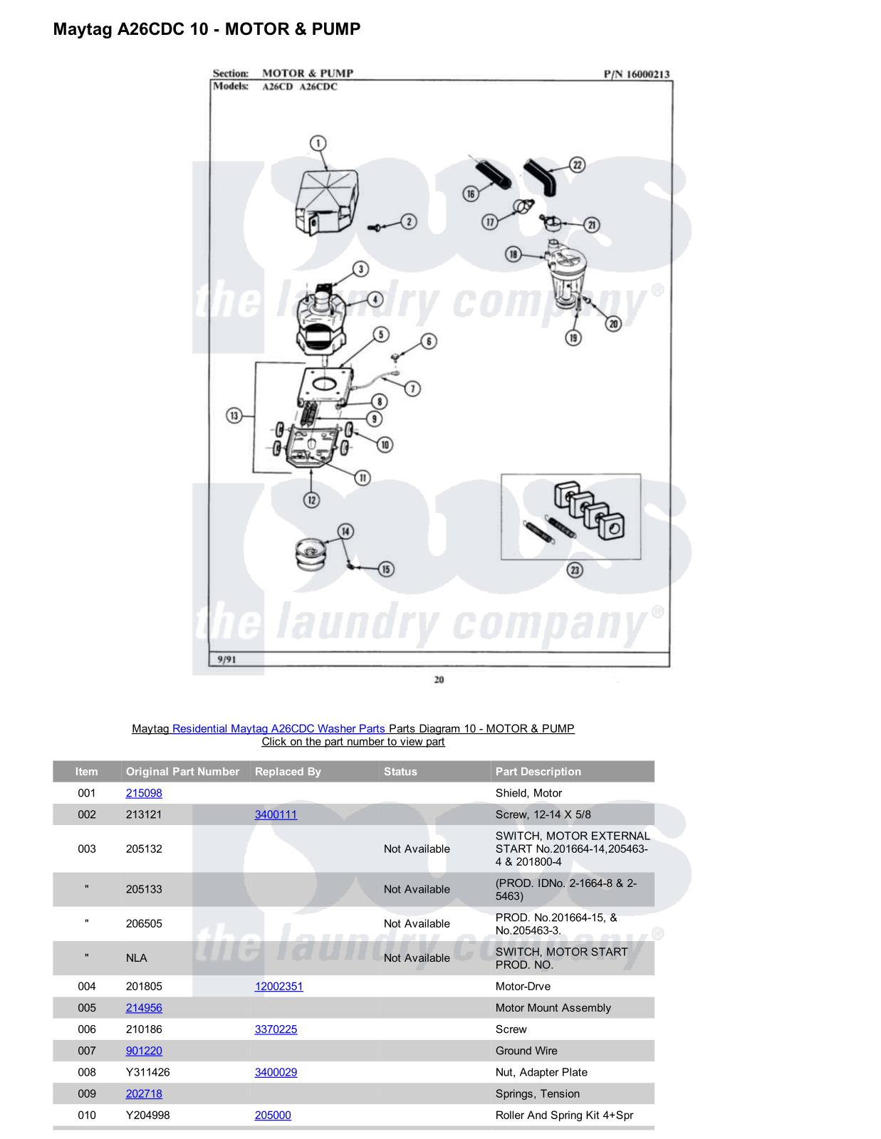 Maytag A26CDC Parts Diagram