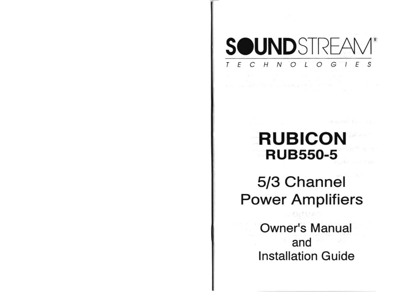 Soundstream Rubicon 550-5 Owner's Manual