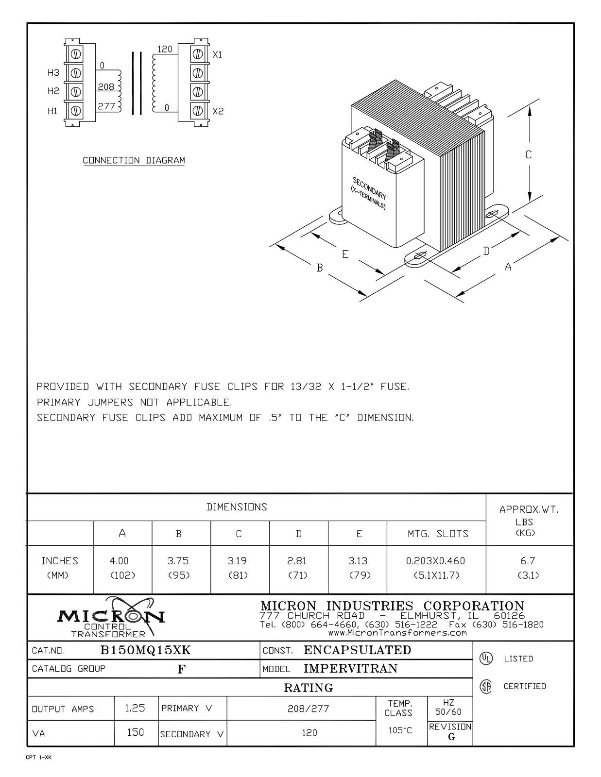 Grieve Corporation B150MQ15XK User Manual