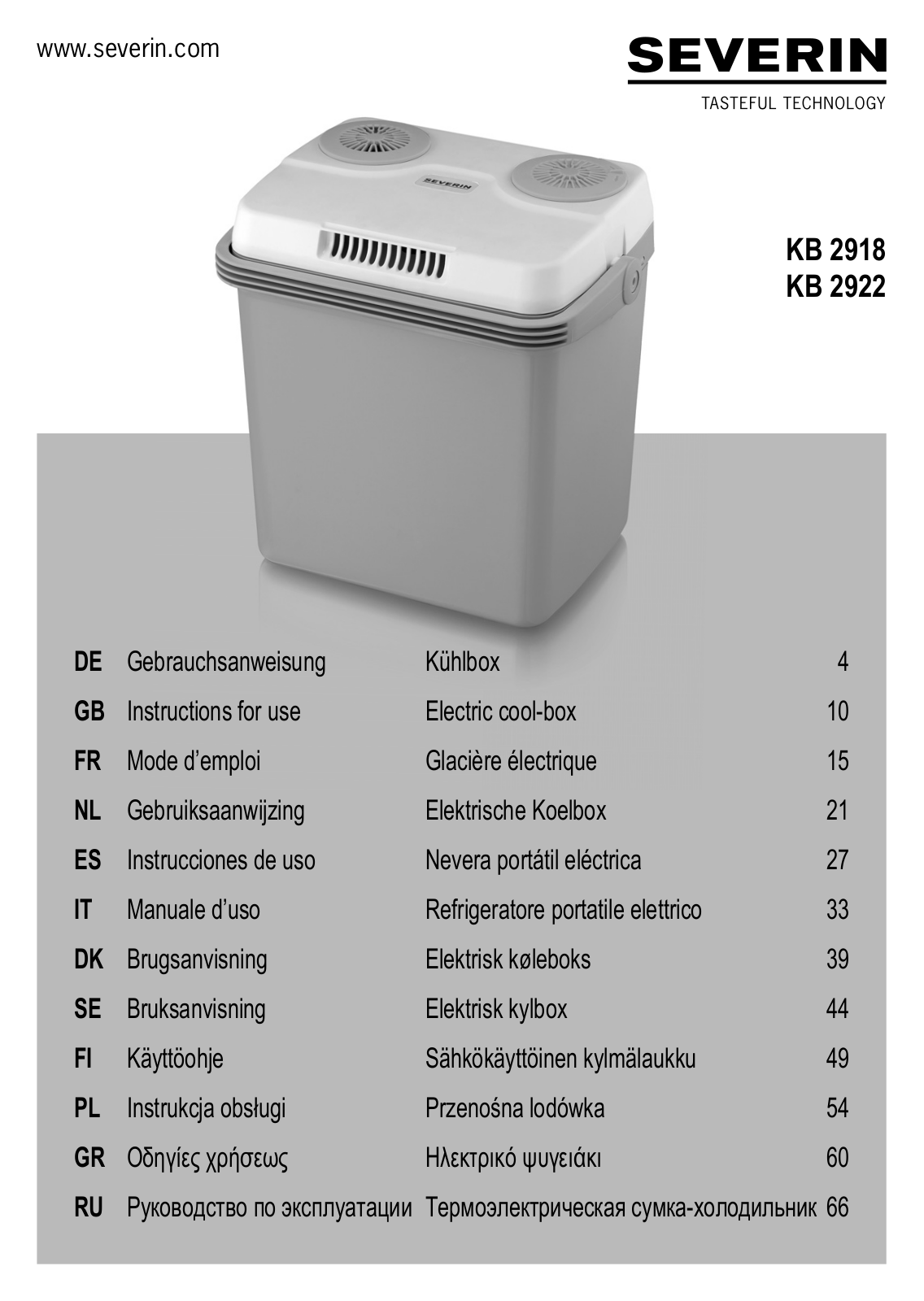 Severin KB 2918 operation manual