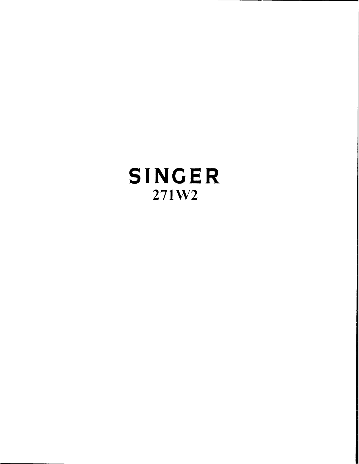 SINGER 271W2 Parts List