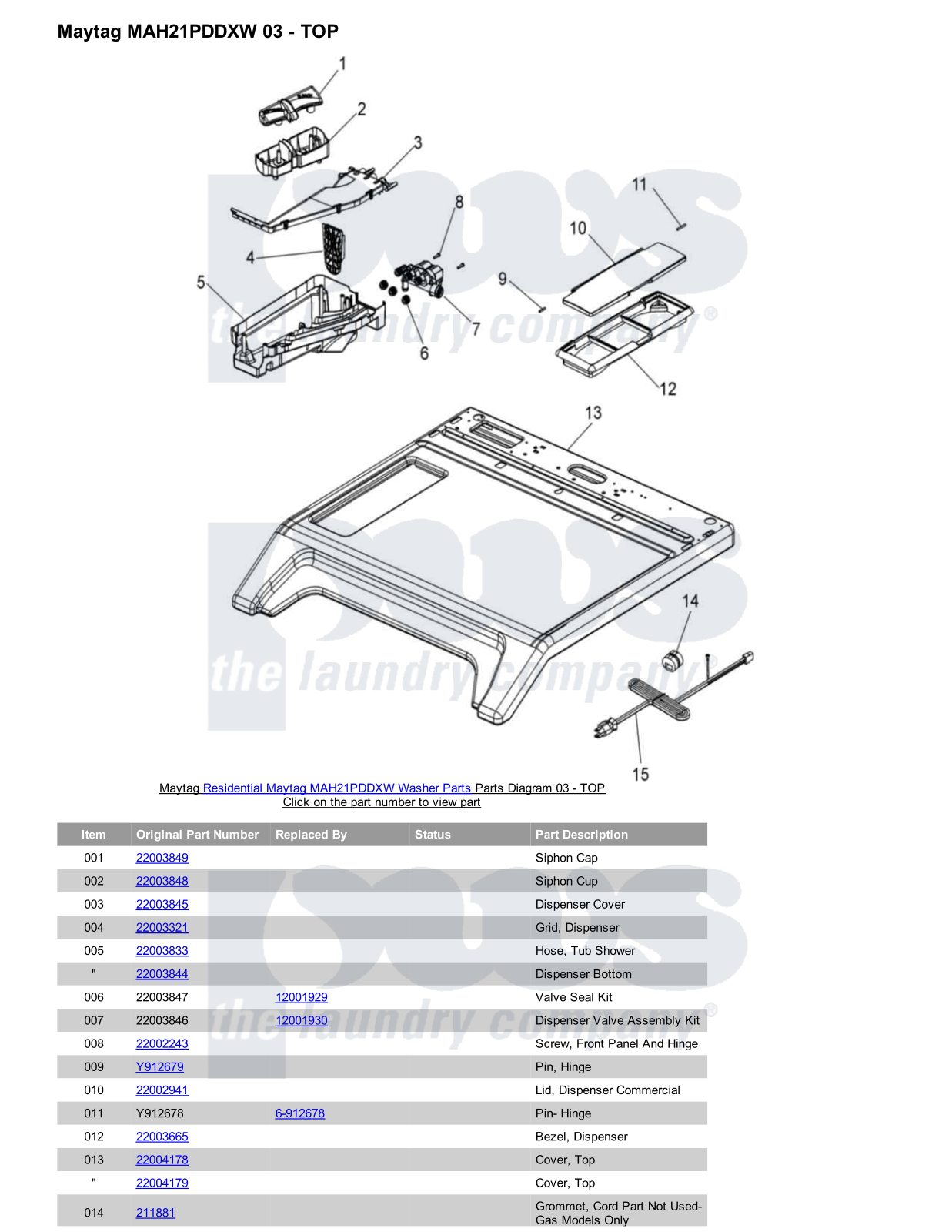 Maytag MAH21PDDXW Parts Diagram