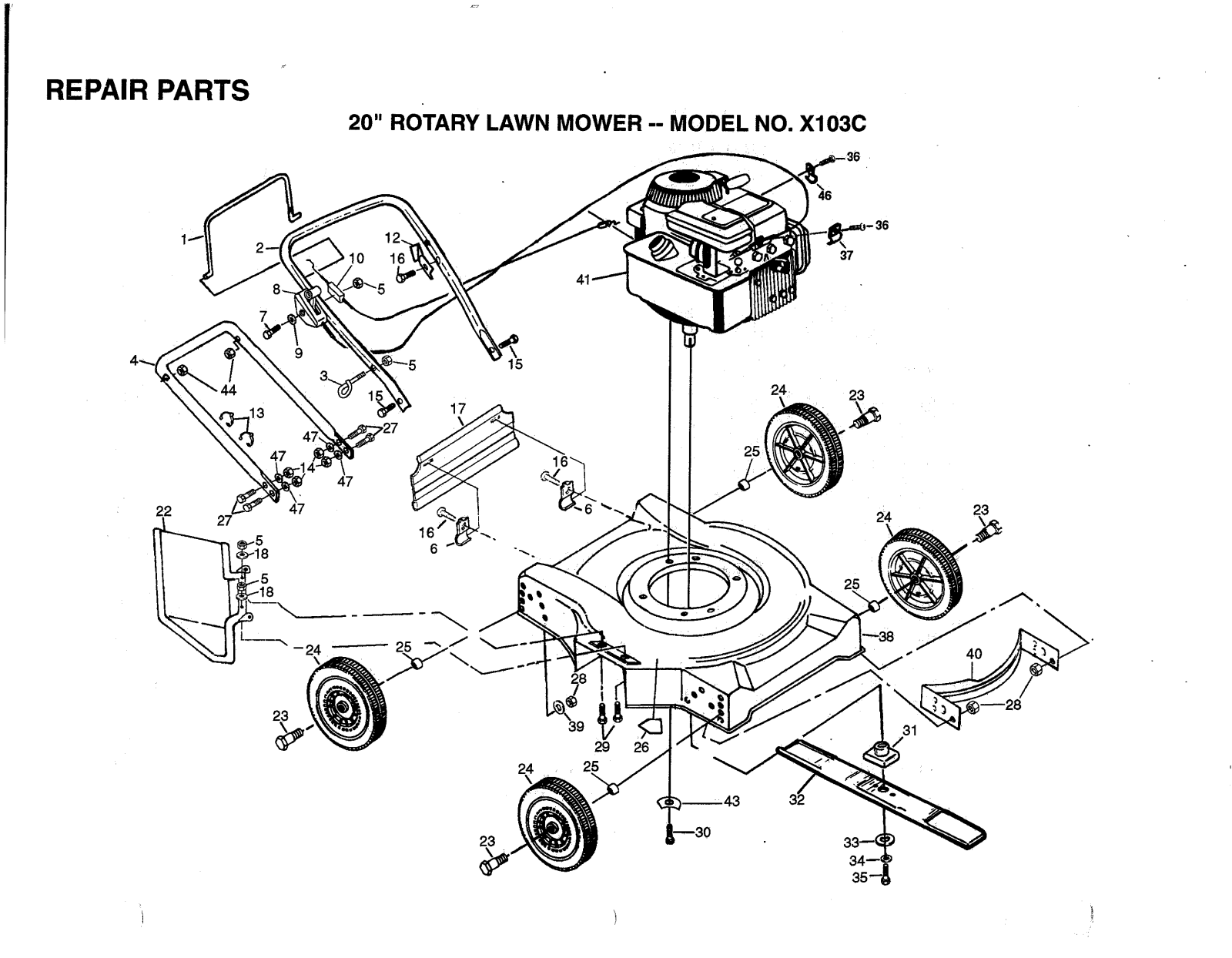 AYP X103C Parts List