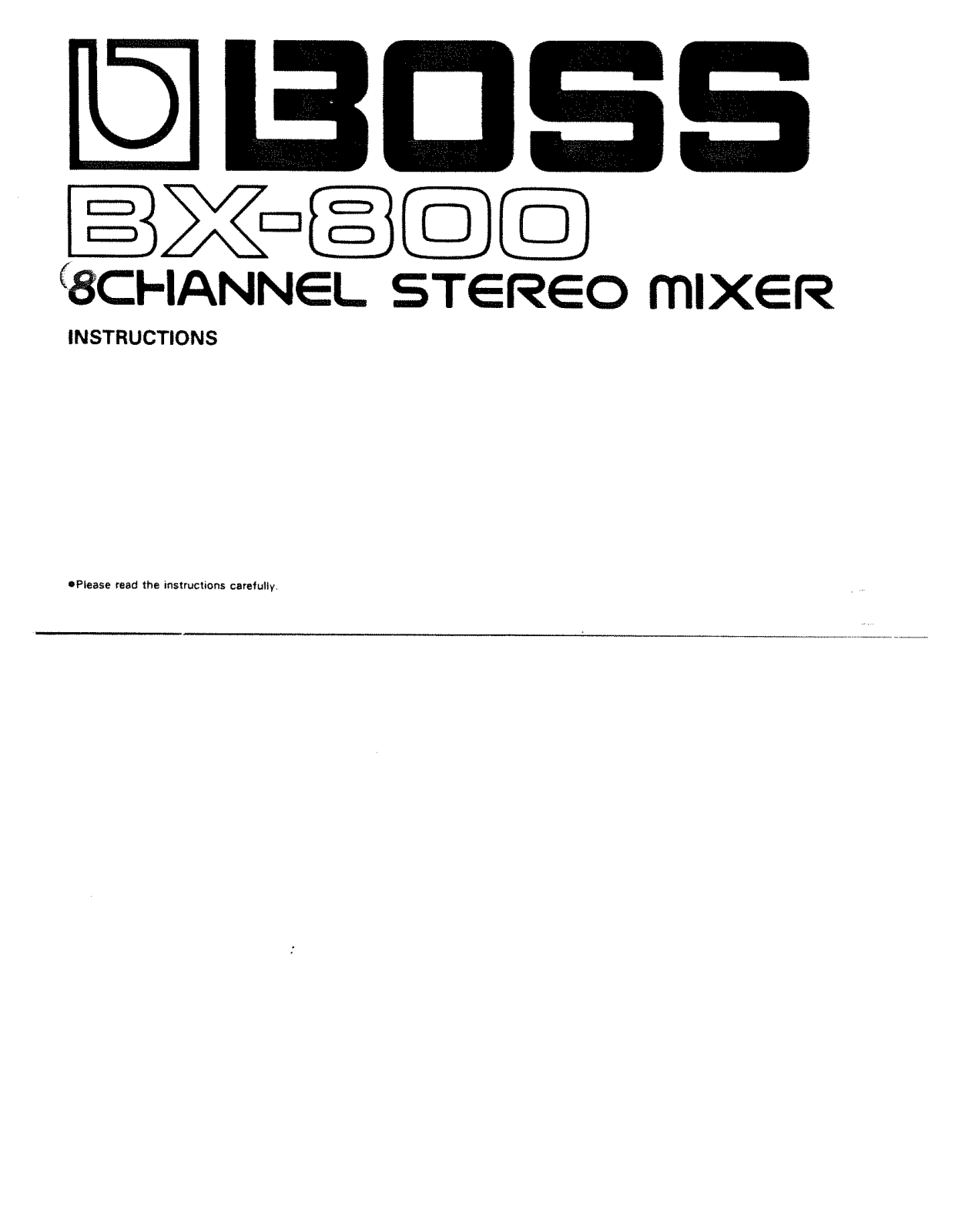 Roland Corporation BX-800 Owner's Manual