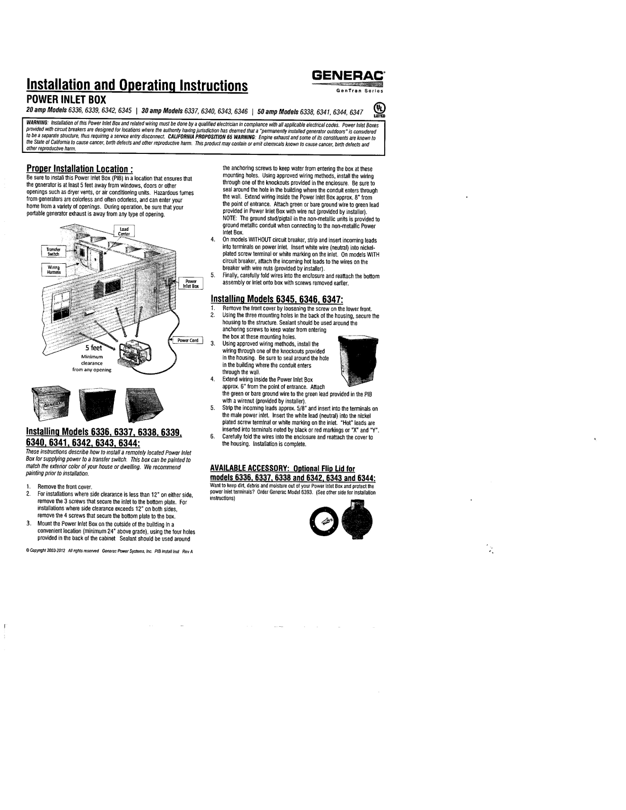 Generac 6336, 6339, 6342, 6345, 6337 Owners Manual - ManualMachine.com