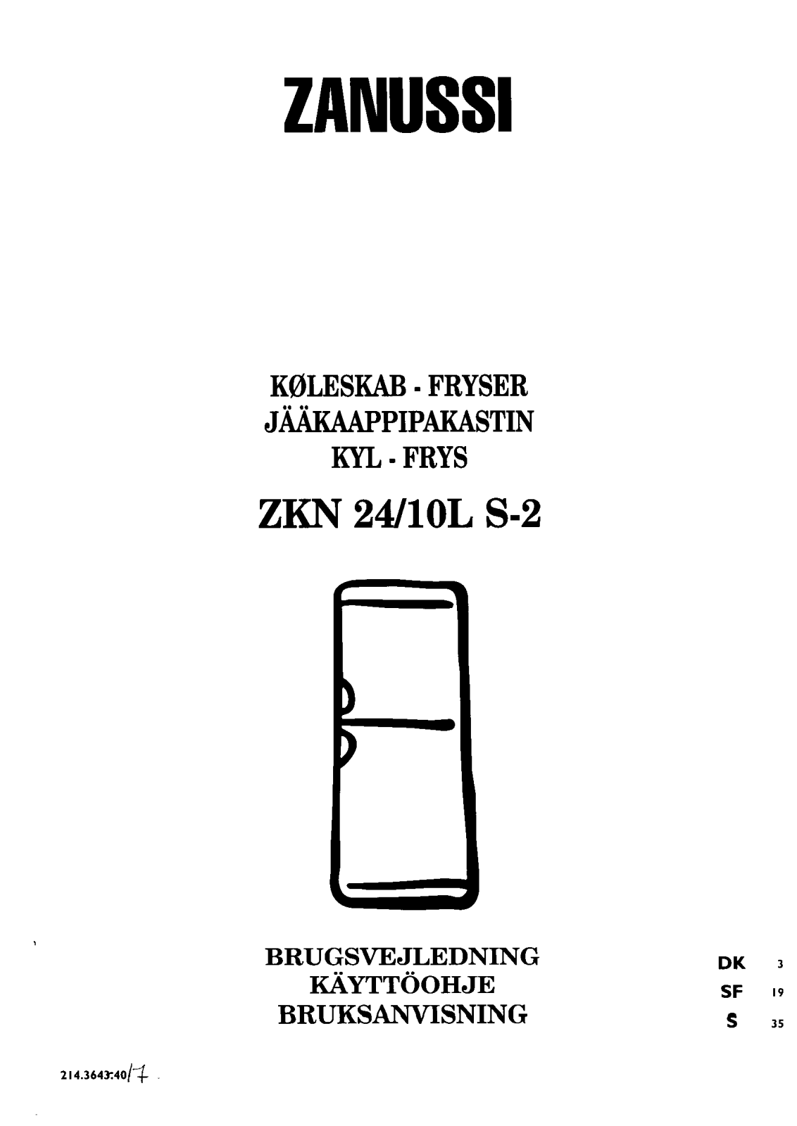 Zanussi ZKN24/10LS2 User Manual