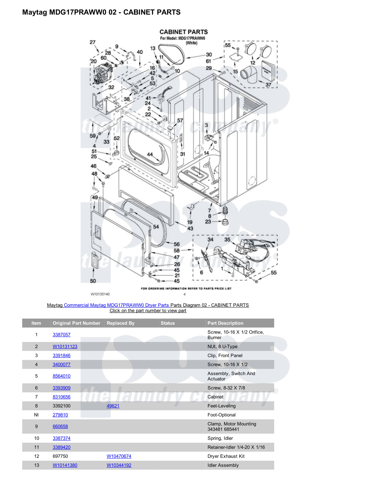 Maytag MDG17PRAWW0 Parts Diagram