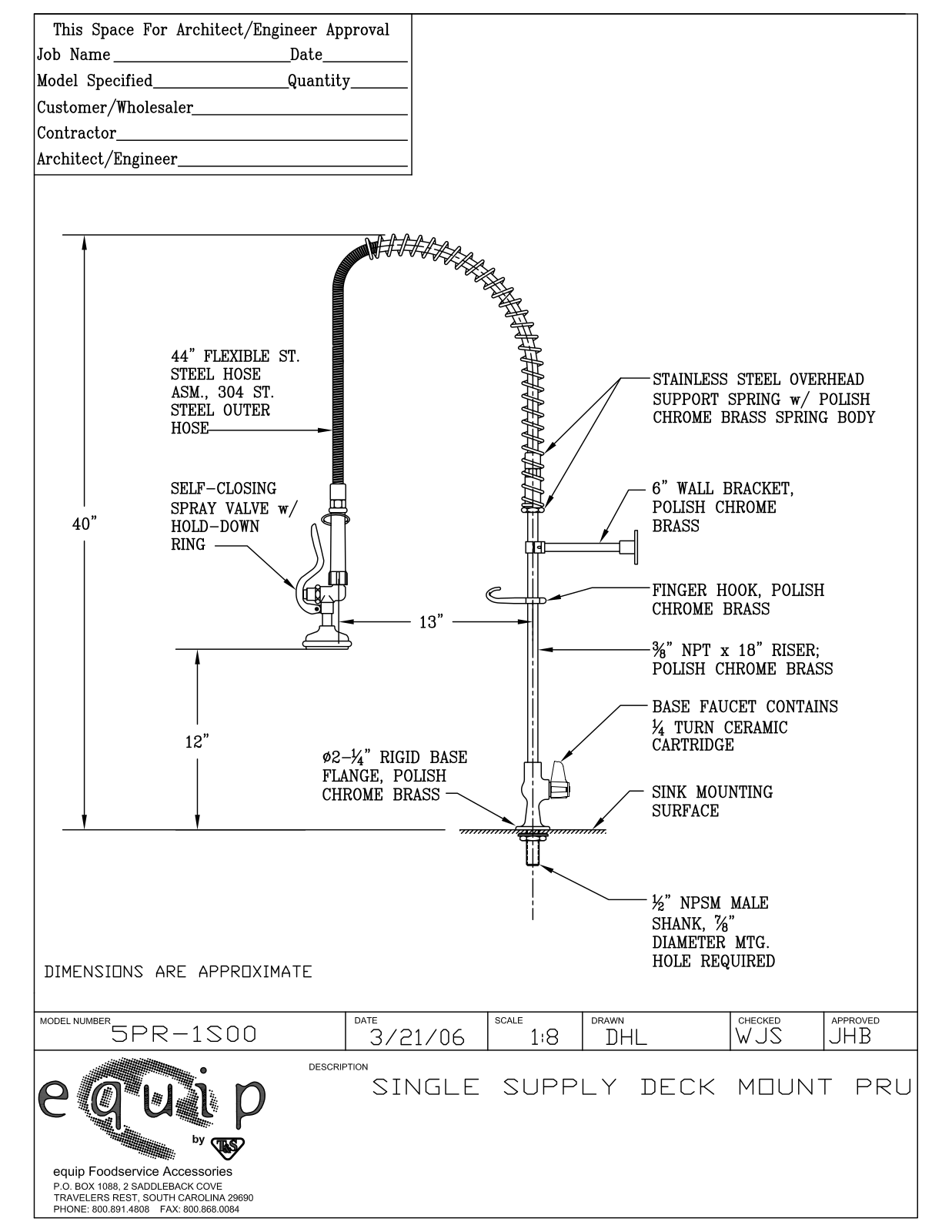 T & S Brass & Bronze Works 5PR-1S00 General Manual