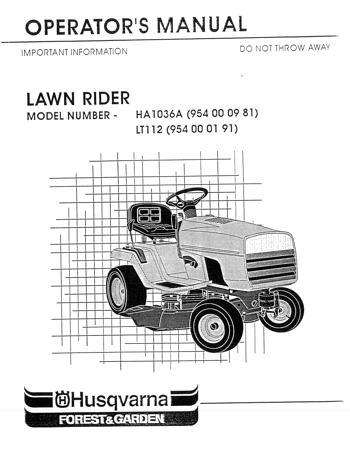 Husqvarna 954000191 User Manual