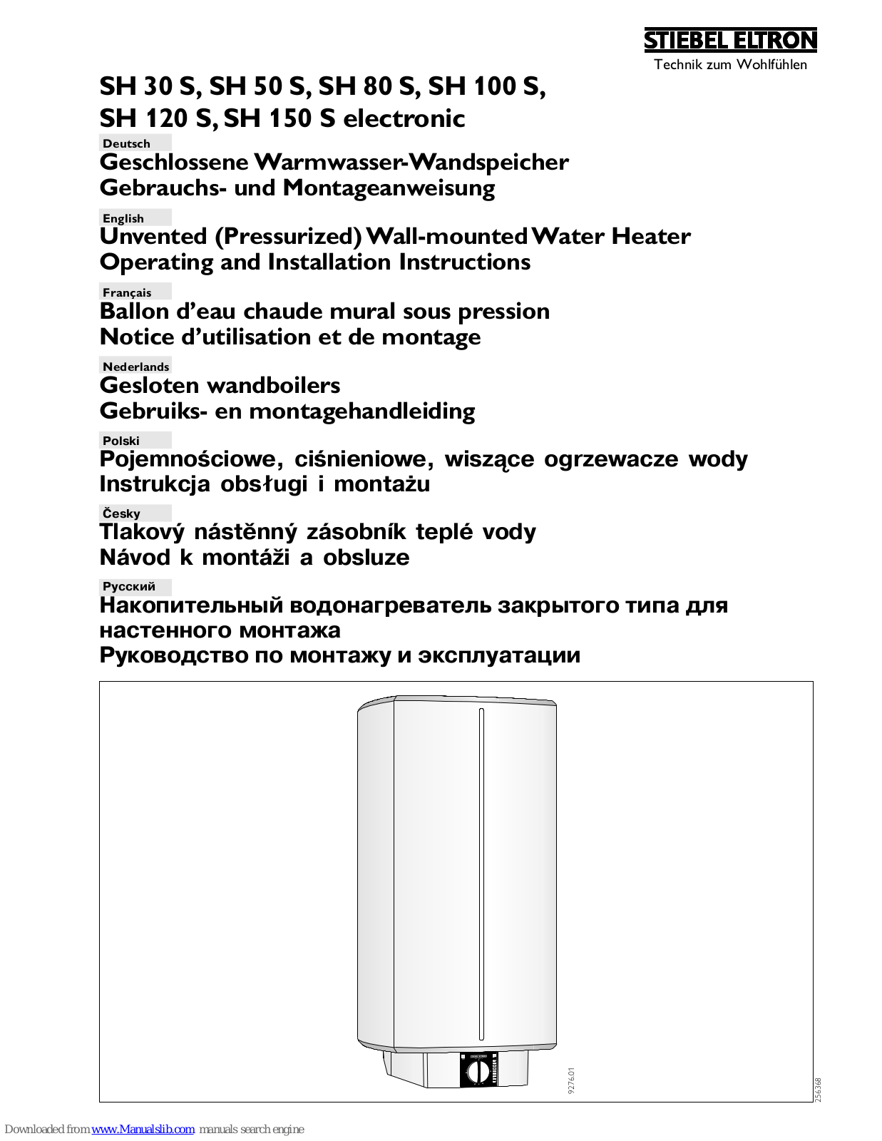 STIEBEL ELTRON SH 30 S, SH 100 S, SH 120 S, SH 150 S electronic, SH 50 S Operating And Installation Instructions