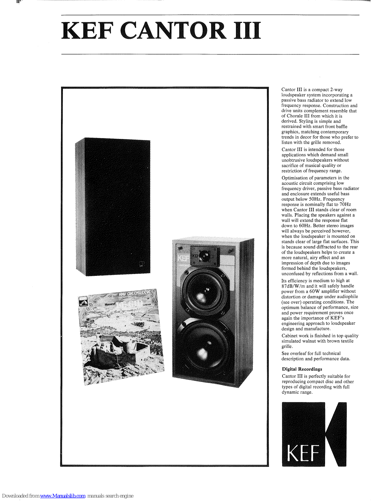 KEF cantor III Specification - ManualMachine.com