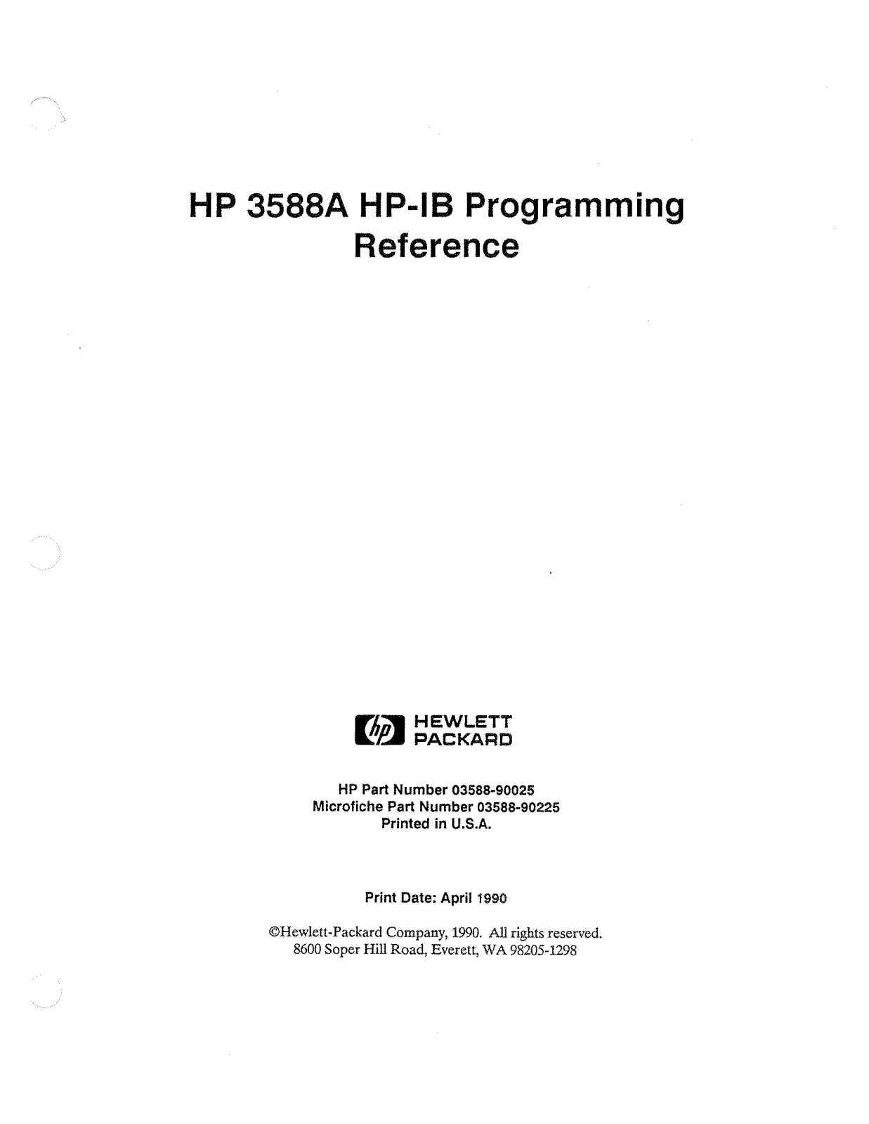 Hewlett-Packard 03588-90025 User Manual