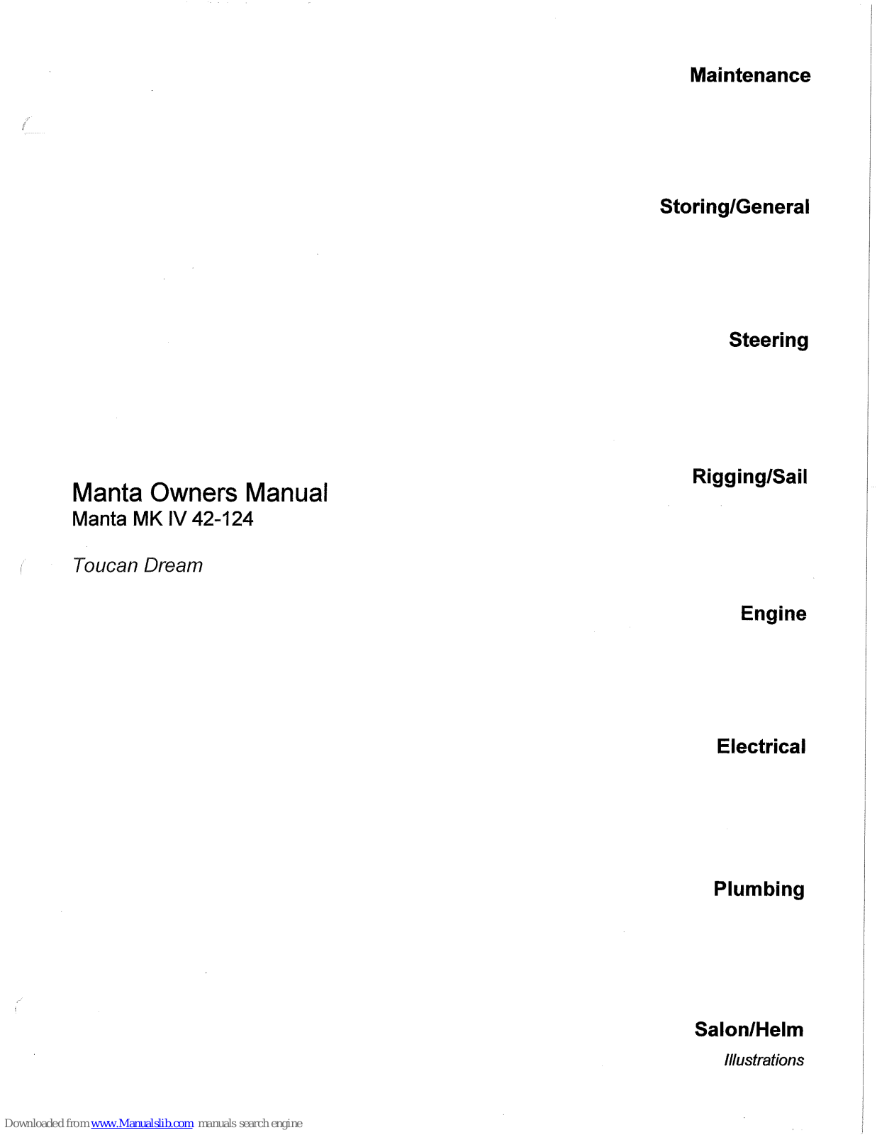 Manta MK IV 42-124 Owner's Manual