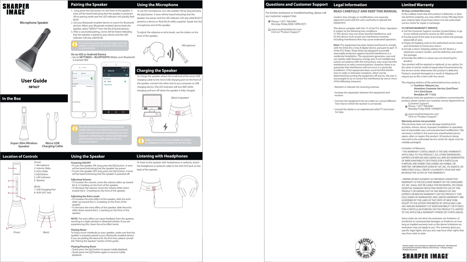 Sharper image SBT627 User Manual