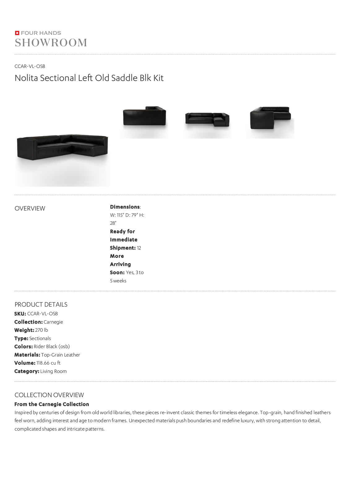 Four Hands CCAR-VL-OSB Specifications