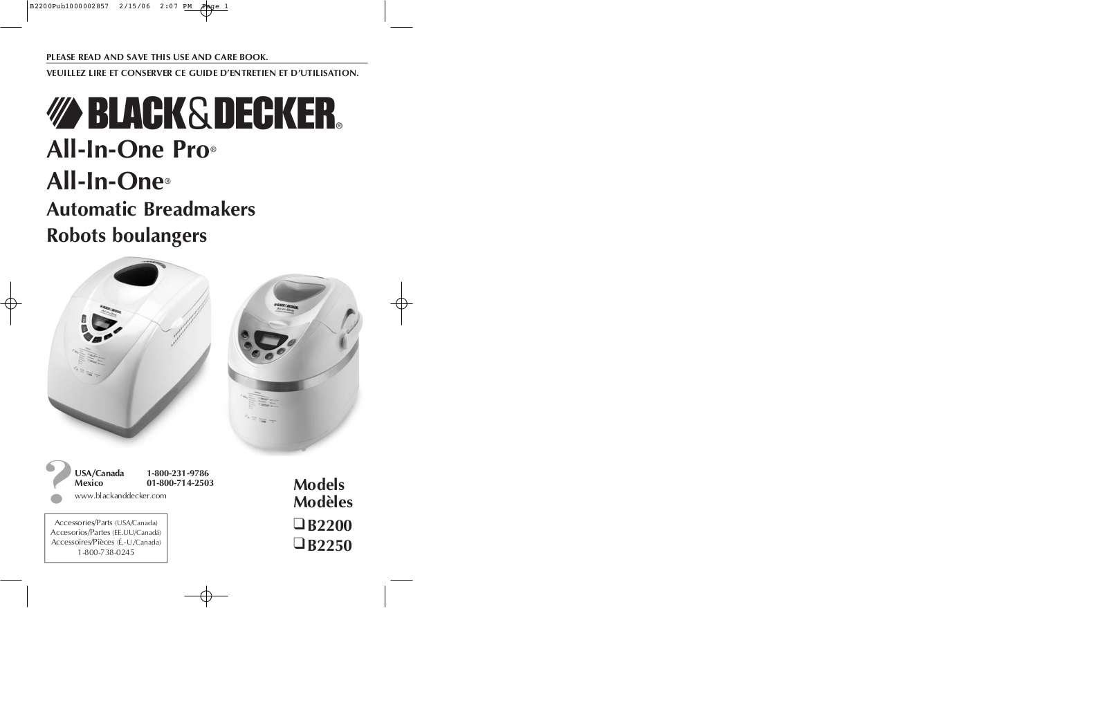 Black & Decker B2200, B2250 User Manual