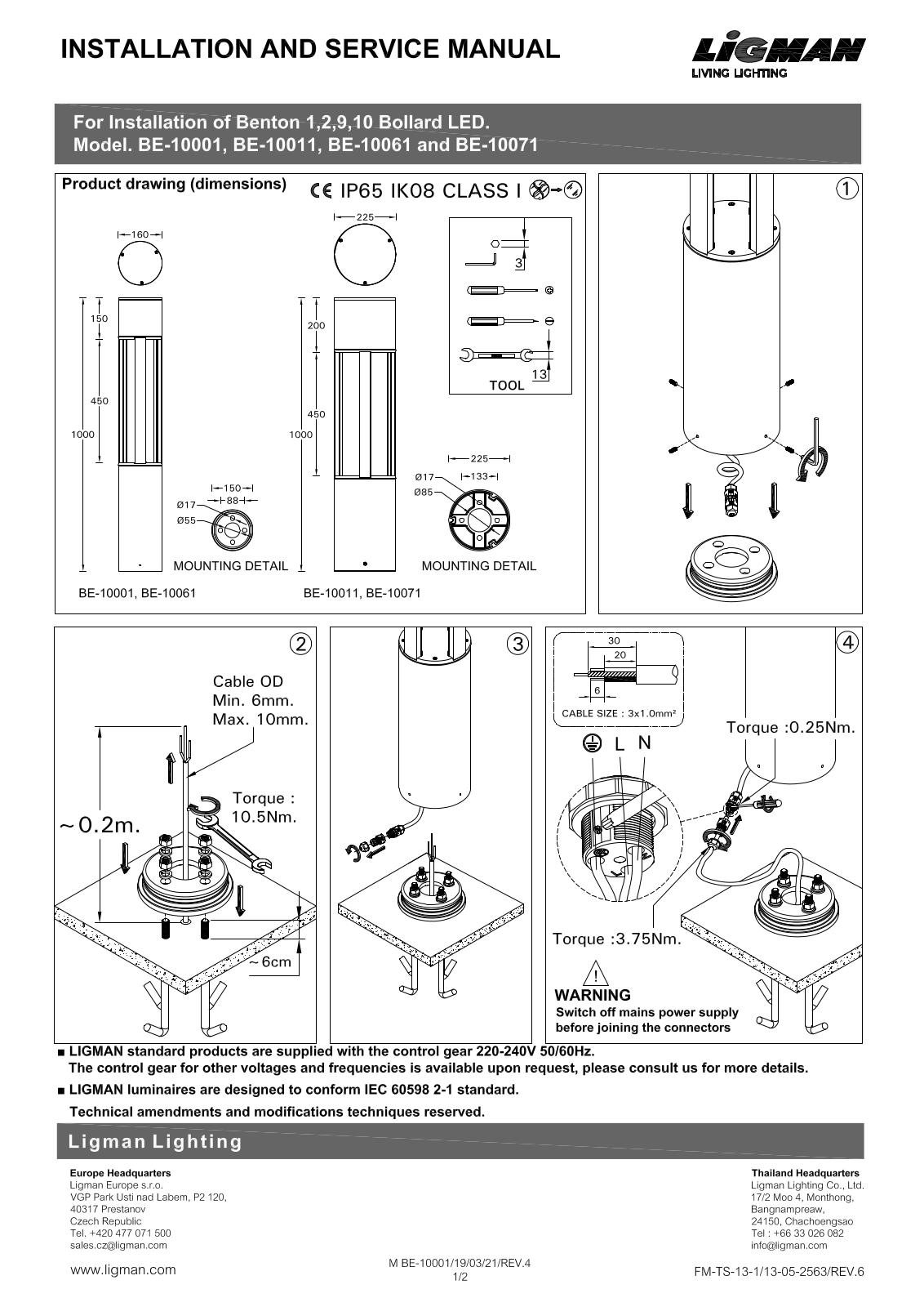 Ligman BE-10001, BE-10061, BE-10071, BE-10011 Installation Manual - ManualMachine.com