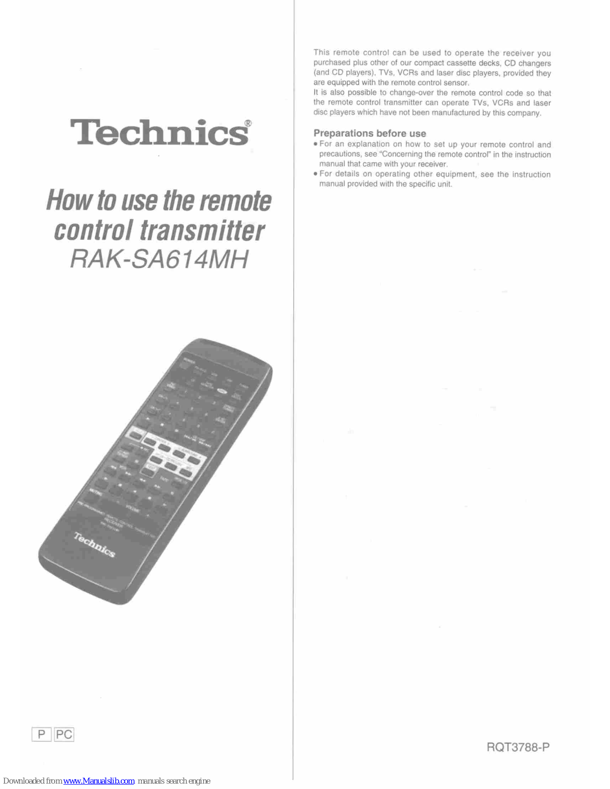 Technics RAK-SA614MH How To Use Manual