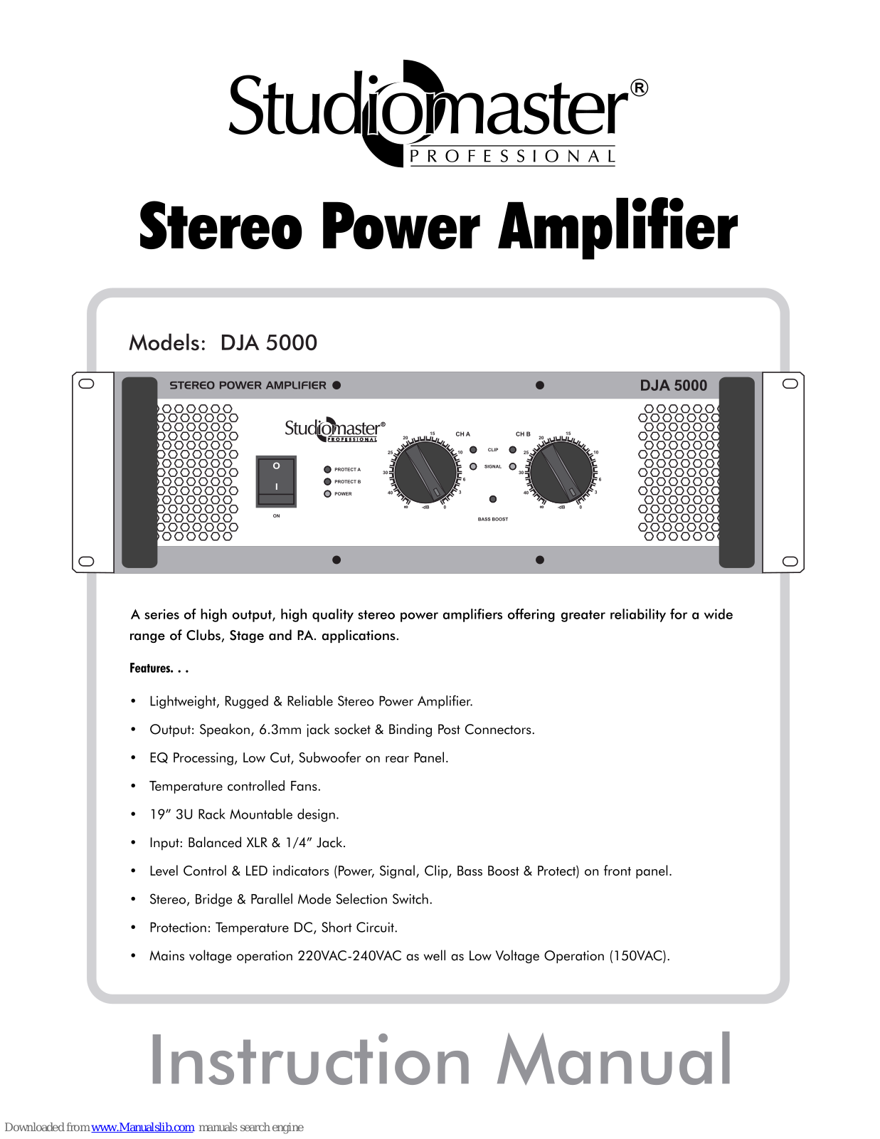 Studiomaster DJA 5000 Instruction Manual - ManualMachine.com